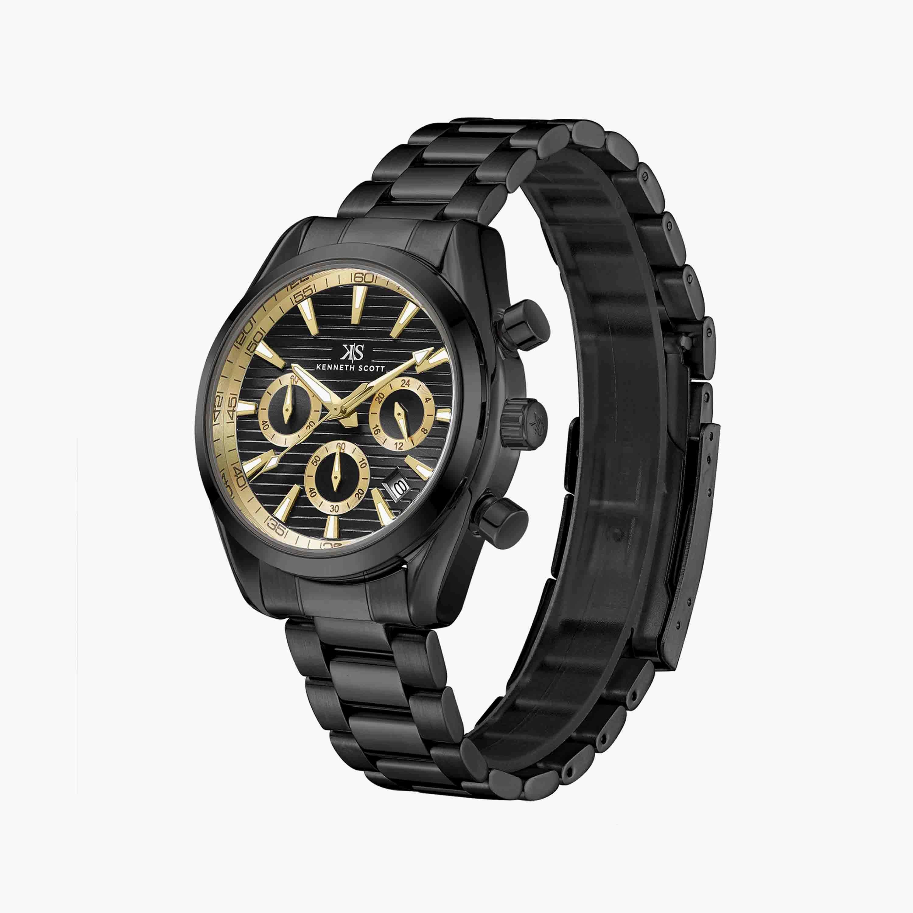 Kenneth Scott Men's Black Chronograph Stainless Steel Watch | K23150-BBBBG-men-watchesandjewellery-watches-image-2