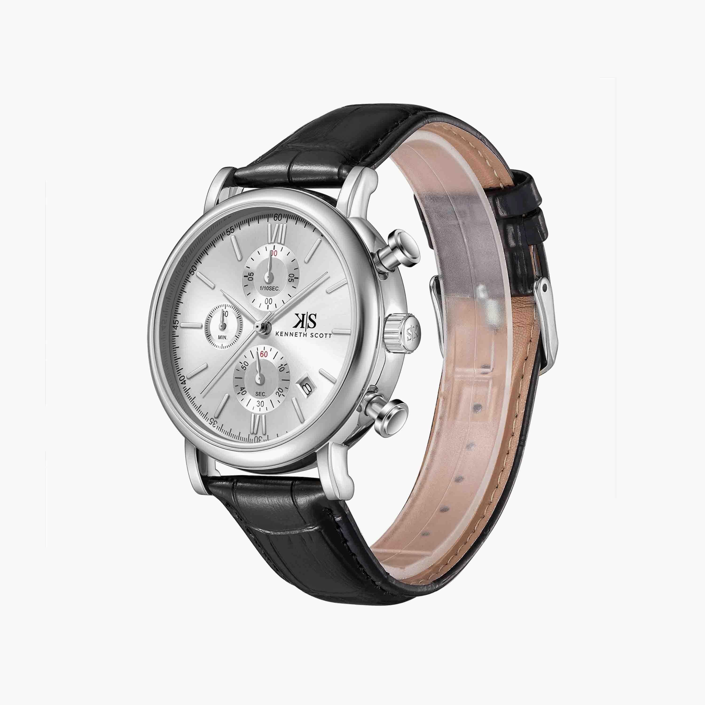 كينيث سكوت ساعة يد رجالية كرونوغراف جلد أسود K23151-SLBS-men-watchesandjewellery-watches-image-2
