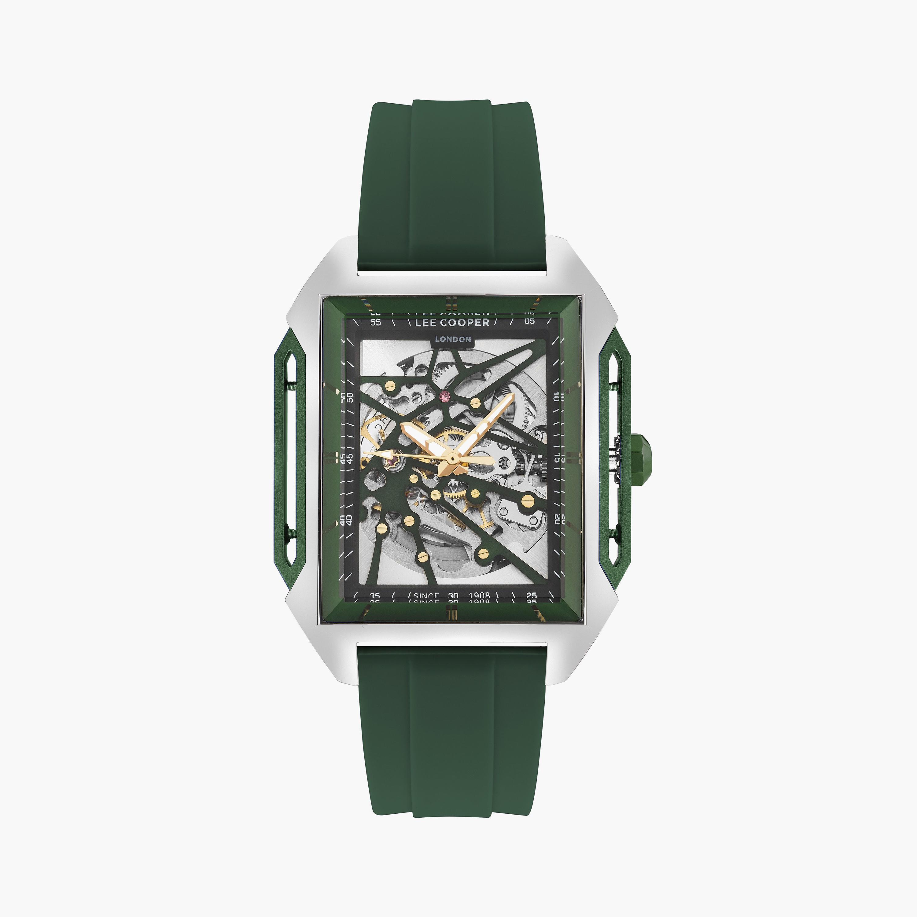 Lee Cooper Men's Green Automatic Silicone Watch | LC07900.377 | 51 MM-men-watchesandjewellery-watches-image-1