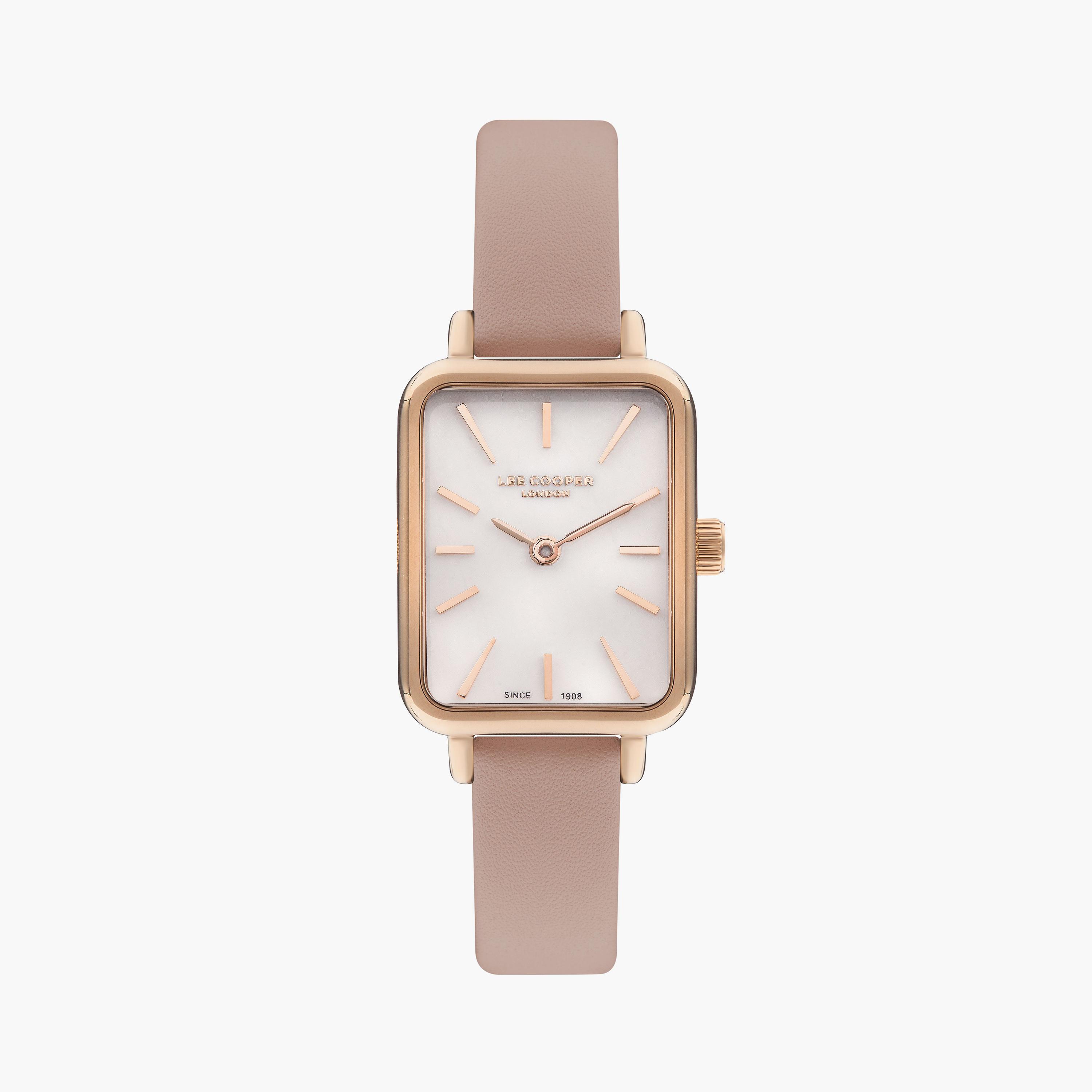 لي كوبر ساعة تناظرية جلد روز جولد LC07814.419-women-watchesandjewellery-watches-image-1
