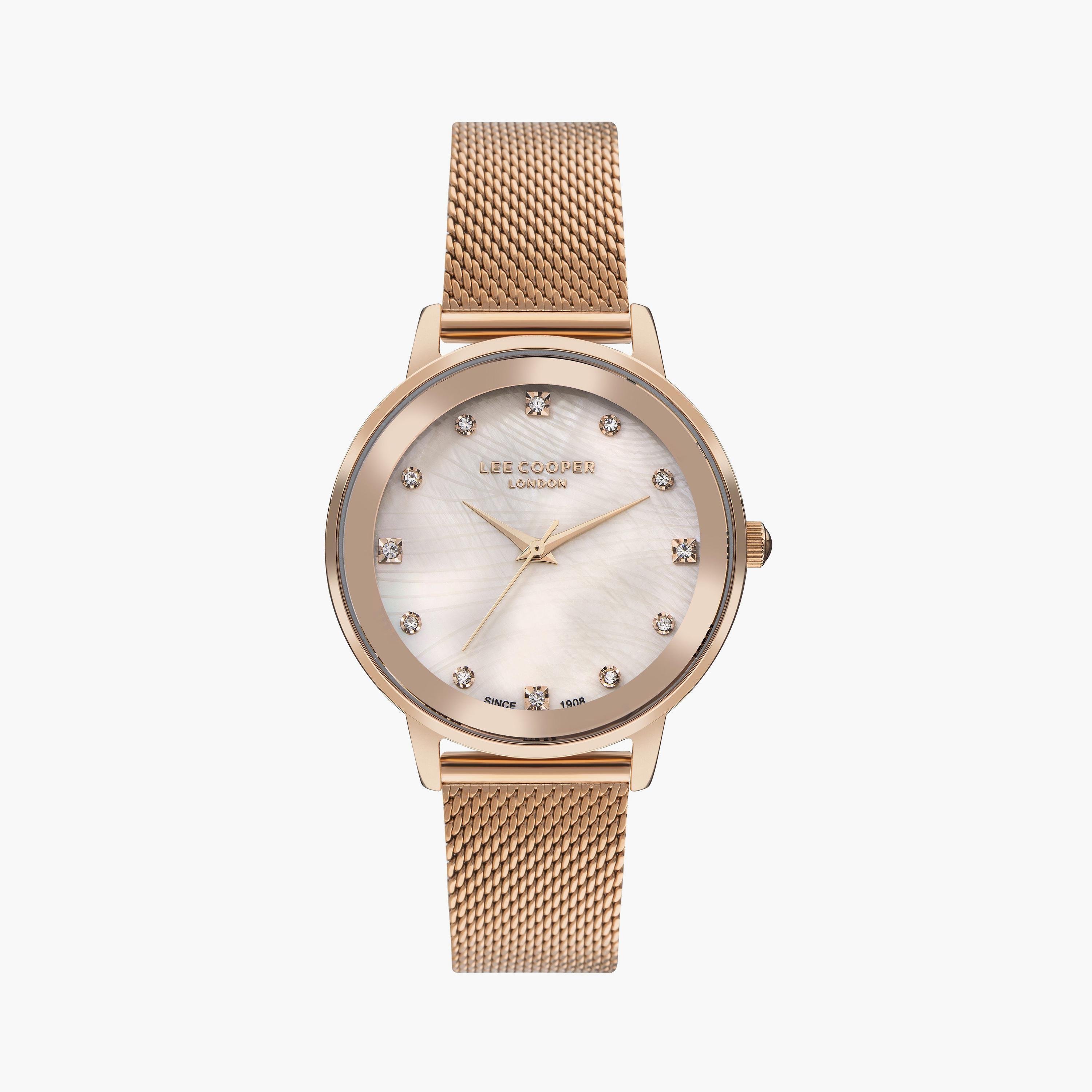 لي كوبر  ساعة نسائية تناظرية شبكية روز جولد LC07875.410-women-watchesandjewellery-watches-image-1
