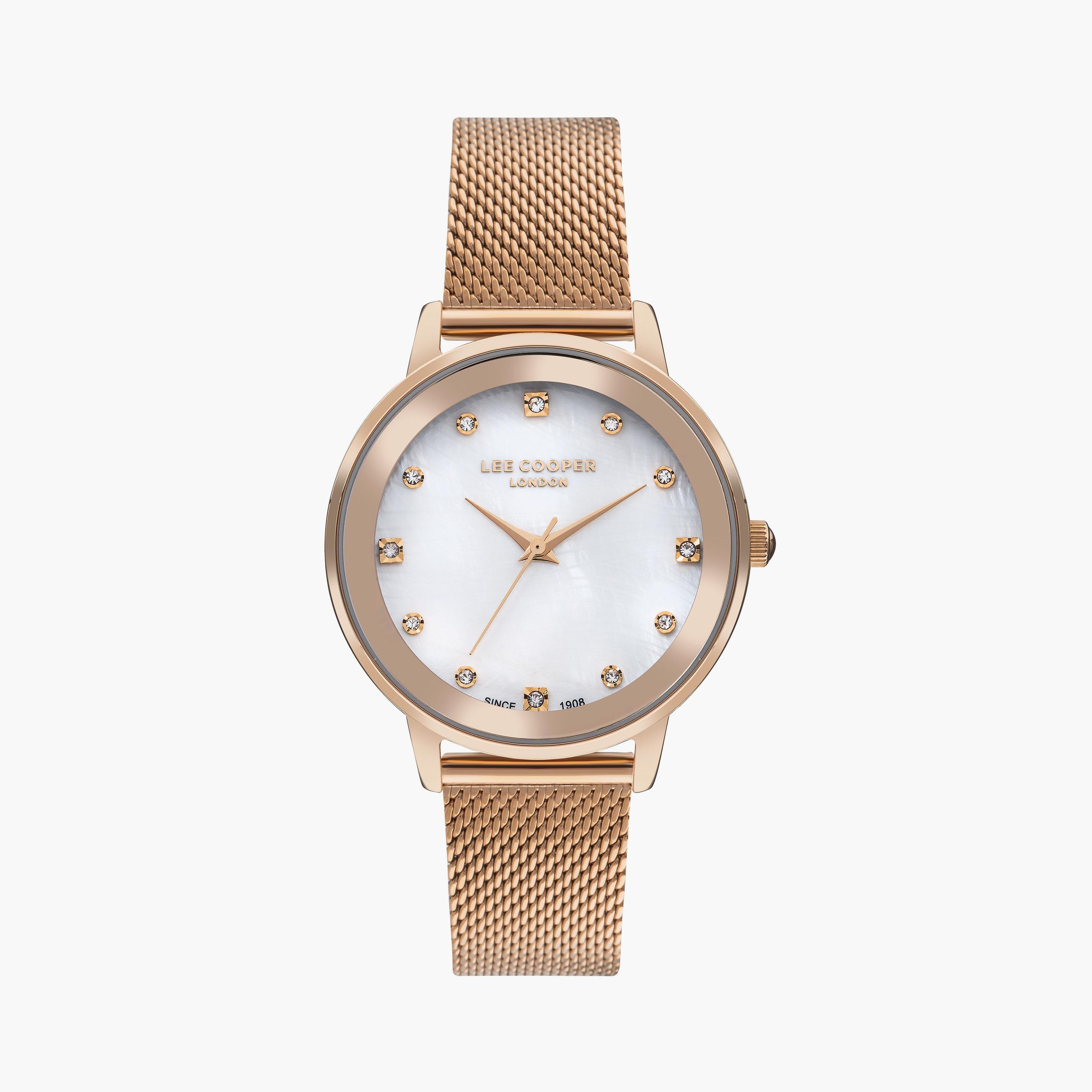 لي كوبر  ساعة نسائية تناظرية شبكية روز جولد LC07875.420-women-watchesandjewellery-watches-image-1