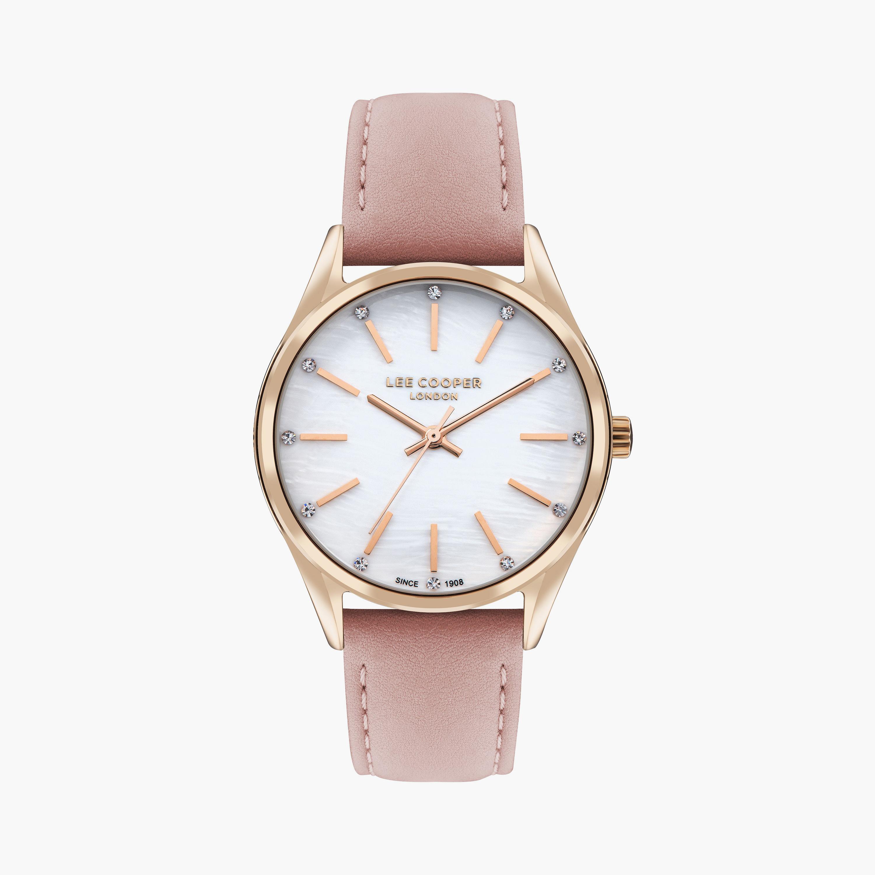 لي كوبر ساعة نسائية تناظرية جلد زهري LC07871.428-women-watchesandjewellery-watches-image-1