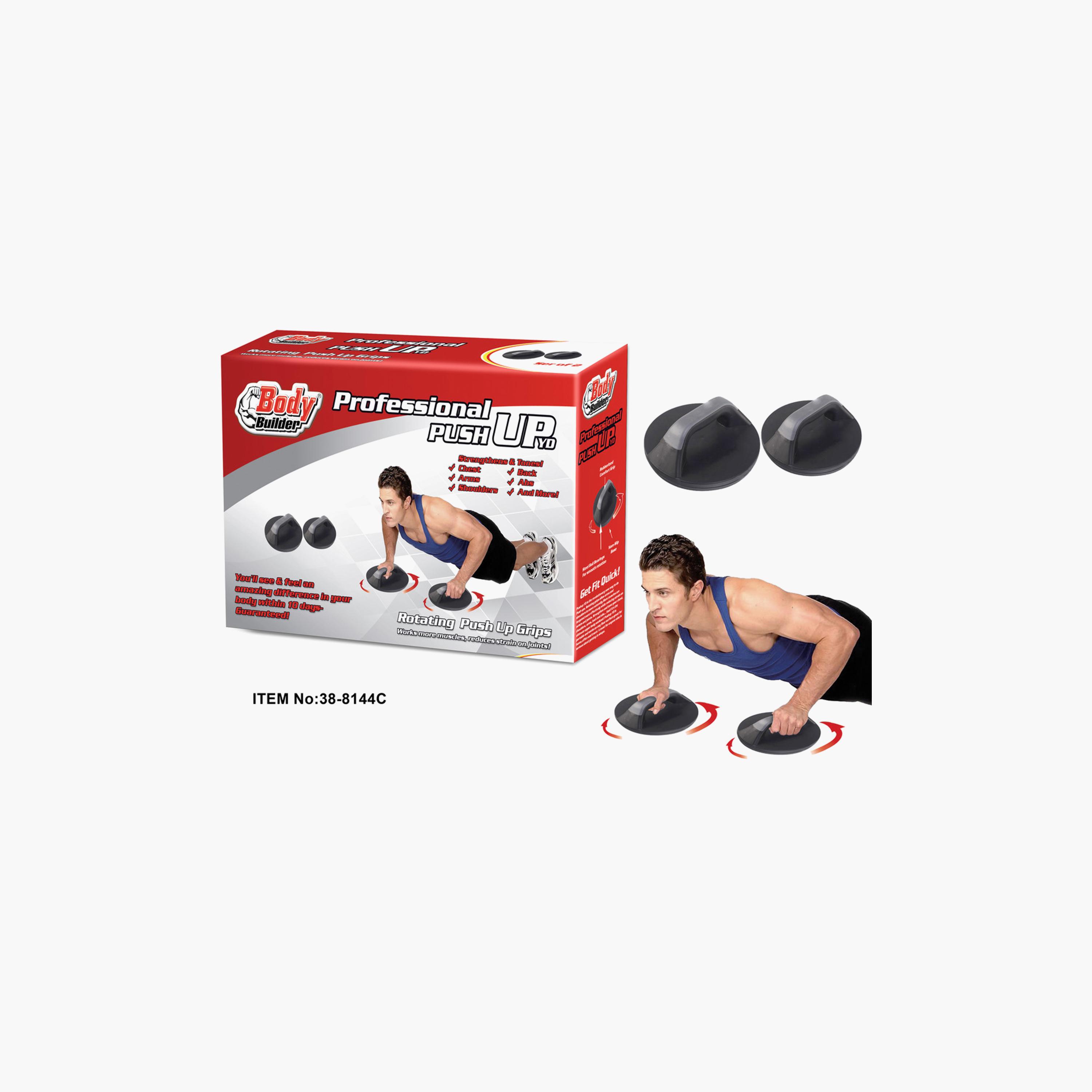 Body Builder Sport Rotating Push Up Bar - Grey | 38-8144C-sports-gear-gym-image-1