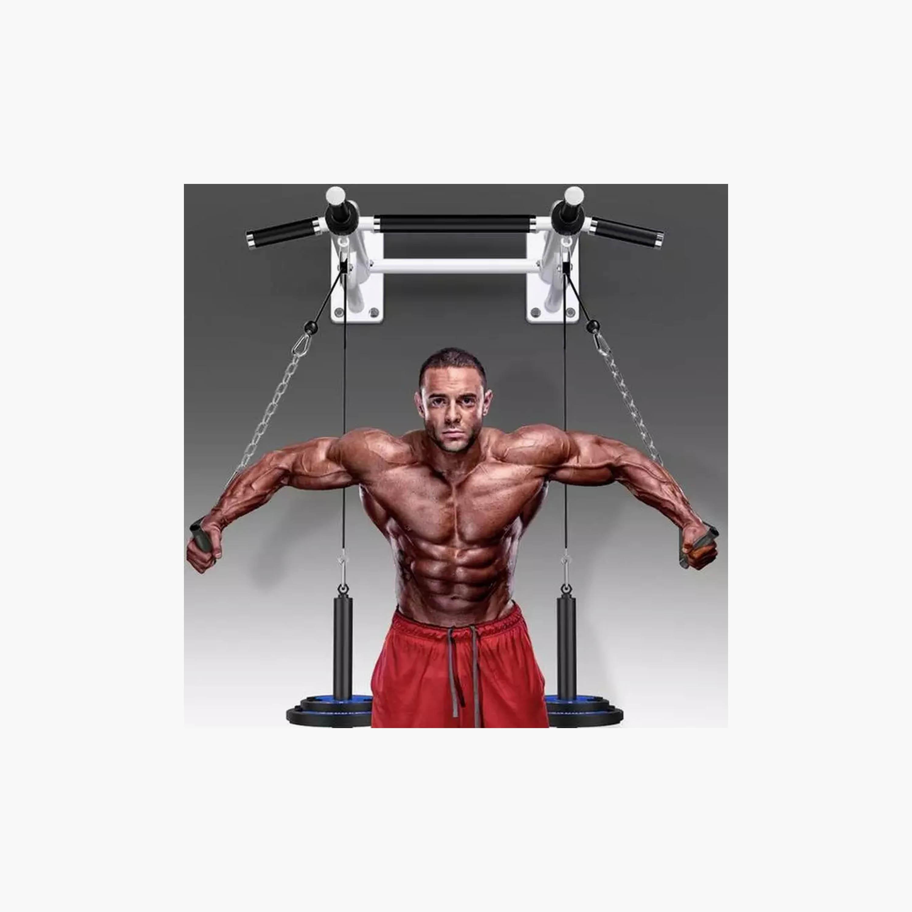 Body Builder Wall Mounted Pull Up Bar Exercises - Grey and Black | 38-1159-sports-gear-gym-image-3