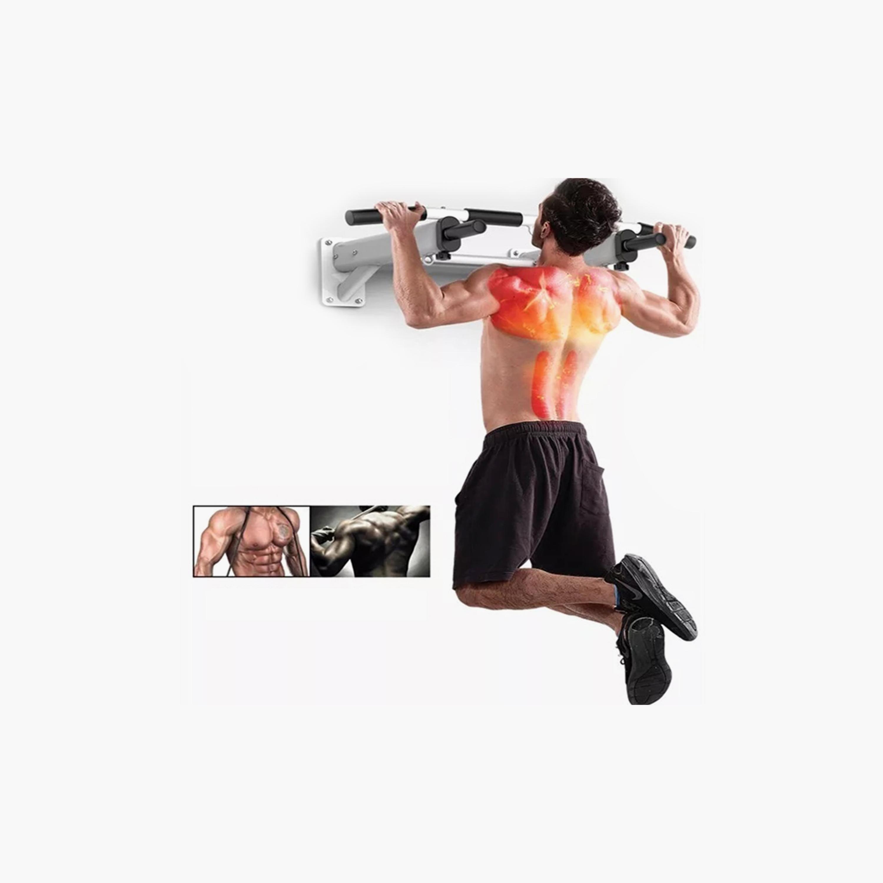 Body Builder Wall Mounted Pull Up Bar Exercises - Grey and Black | 38-1159-sports-gear-gym-image-6