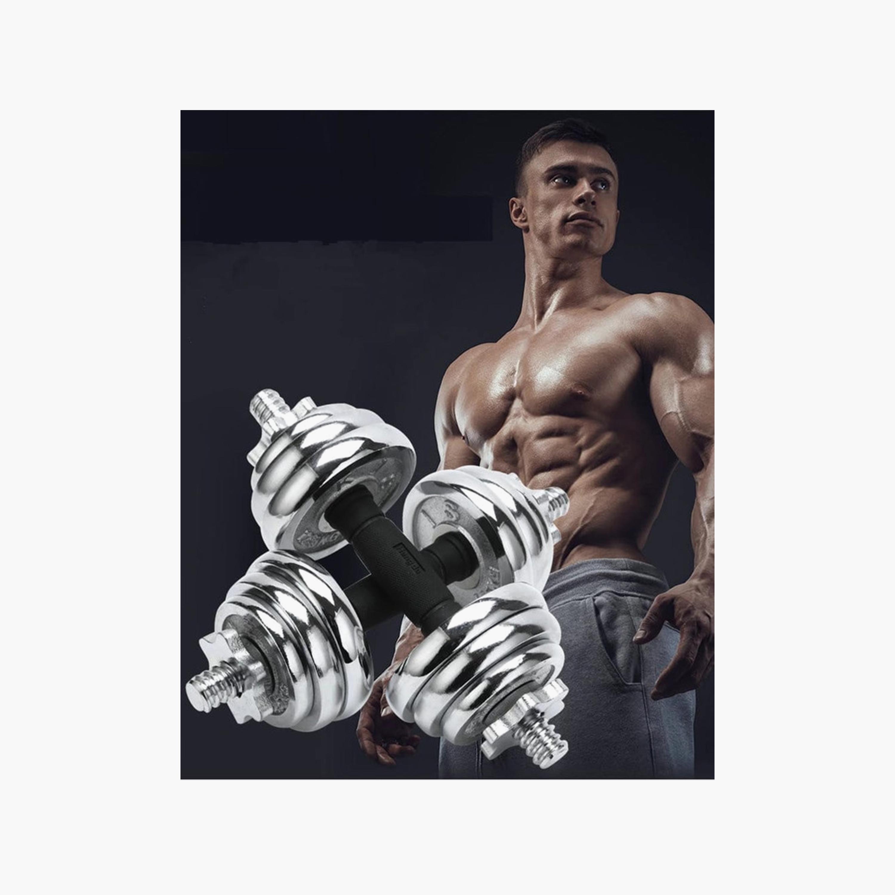Body Builder Chrome Dumbbell Set 15 Kg -Silver | 38-1121-sports-gear-gym-image-6