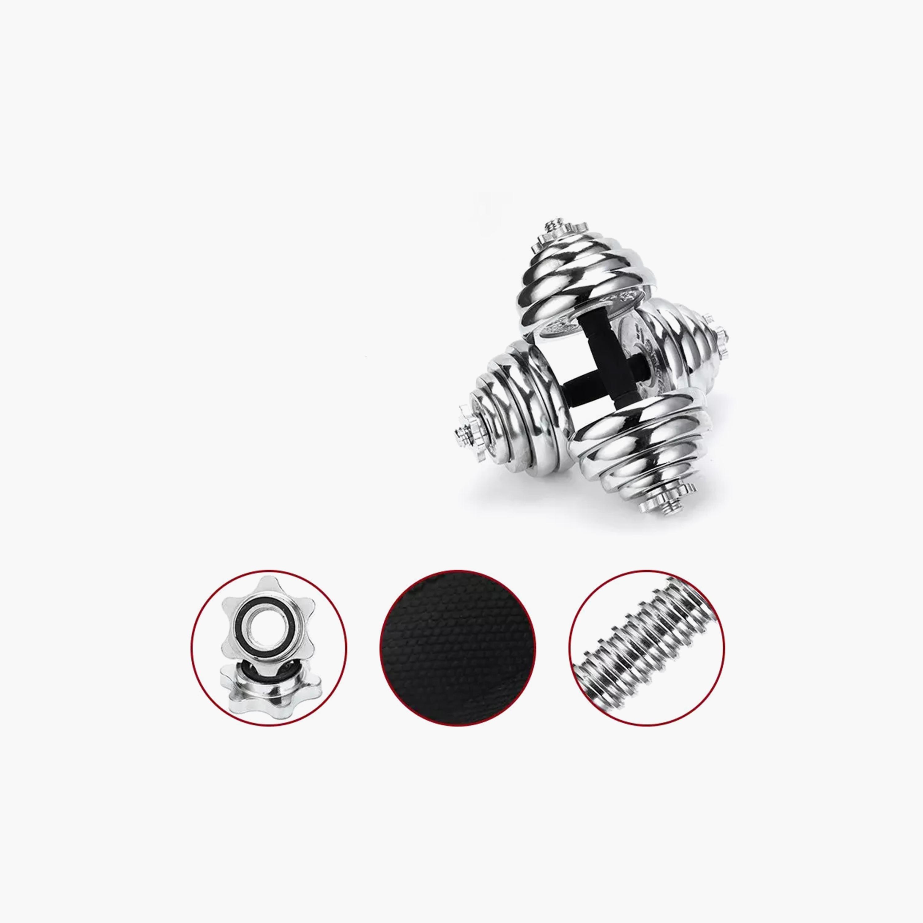 Body Builder Chrome Dumbbell Set 15 Kg -Silver | 38-1121-sports-gear-gym-image-7