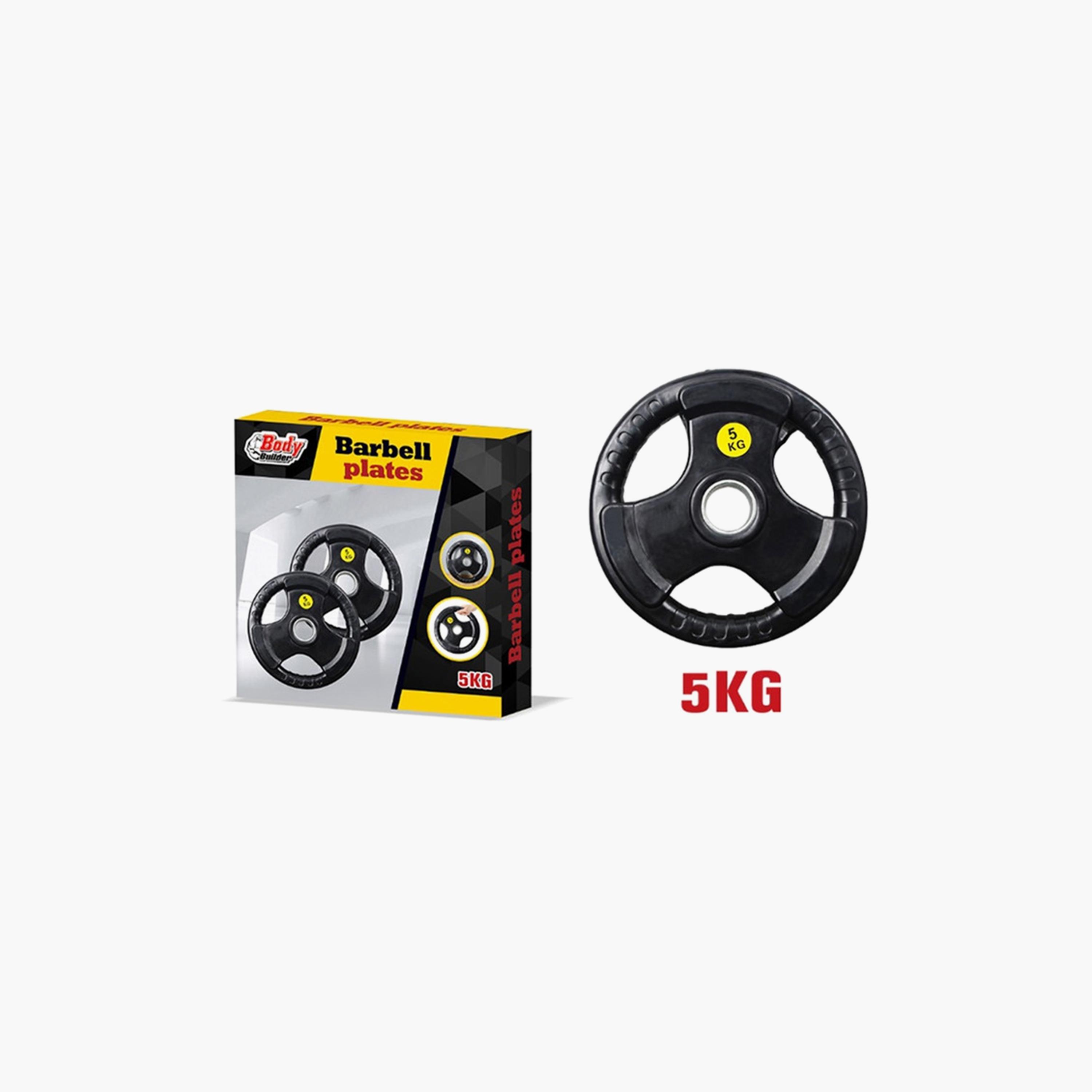 Body Builder Barbell Plate Rubber Coated, 5 Kg, 50 mm - Black | 38-1170-sports-gear-gym-image-1