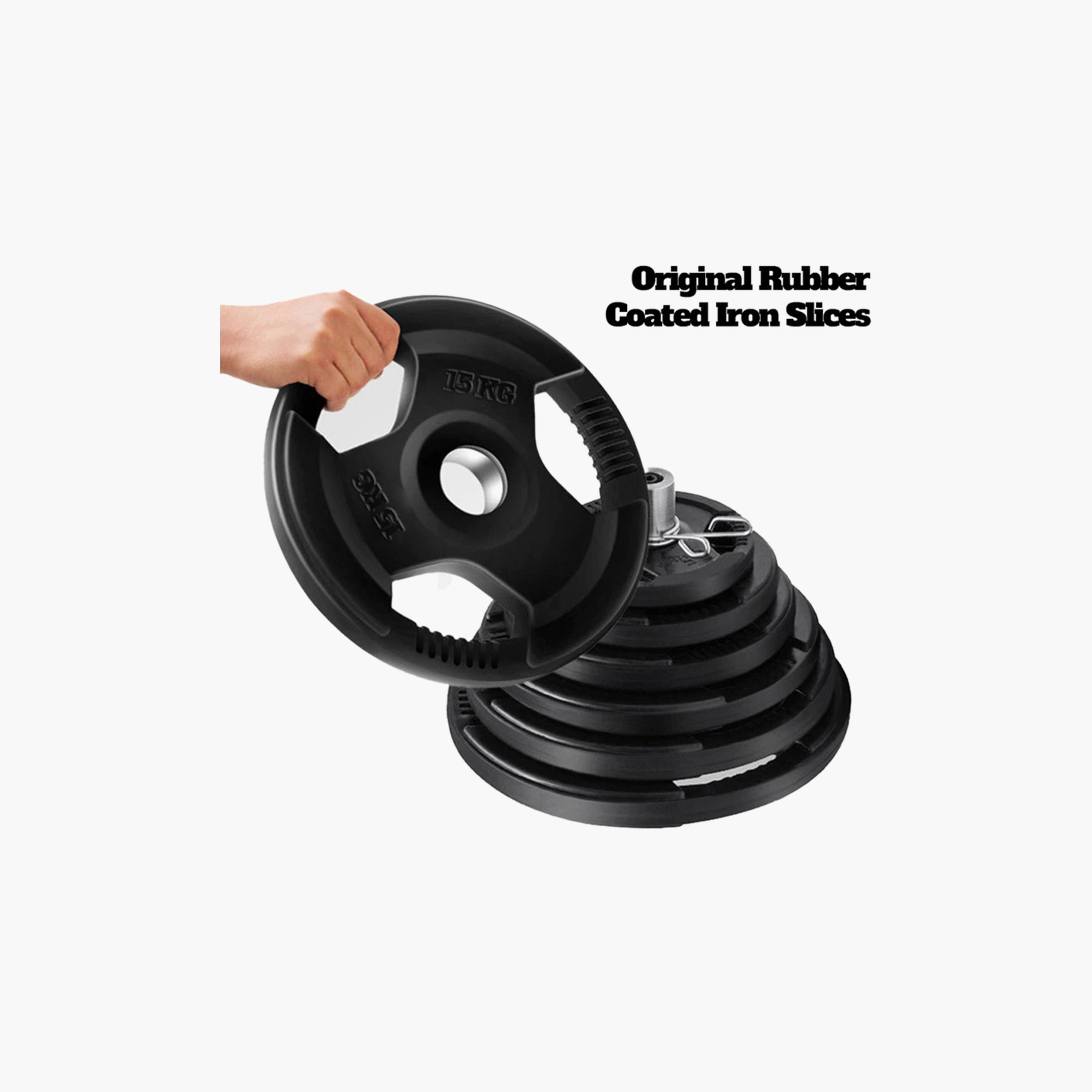 Body Builder Barbell Plate hand Grip Rubber Coated, 15 Kg, 50 mm - Black | 38-1183-sports-gear-gym-image-6