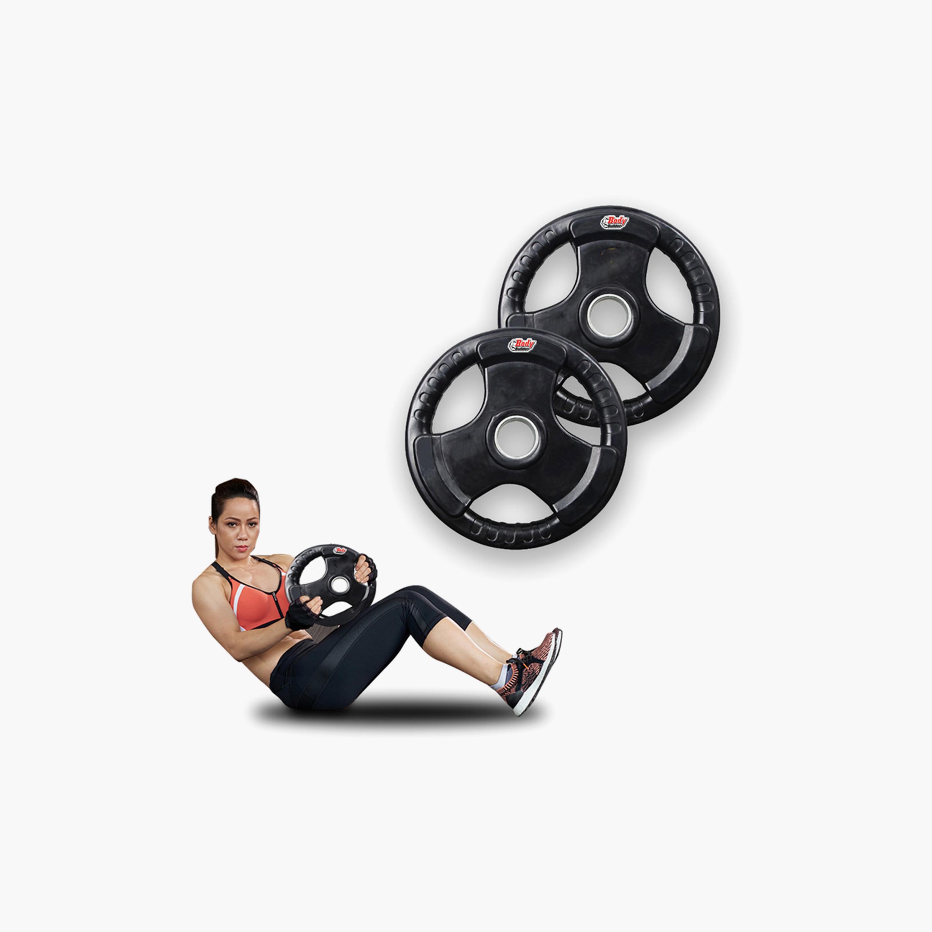 Body Builder Hand Grip Rubber Coated Barbell Plate, 10 Kg, 50 mm - Black | 38-1171-sports-gear-gym-image-3