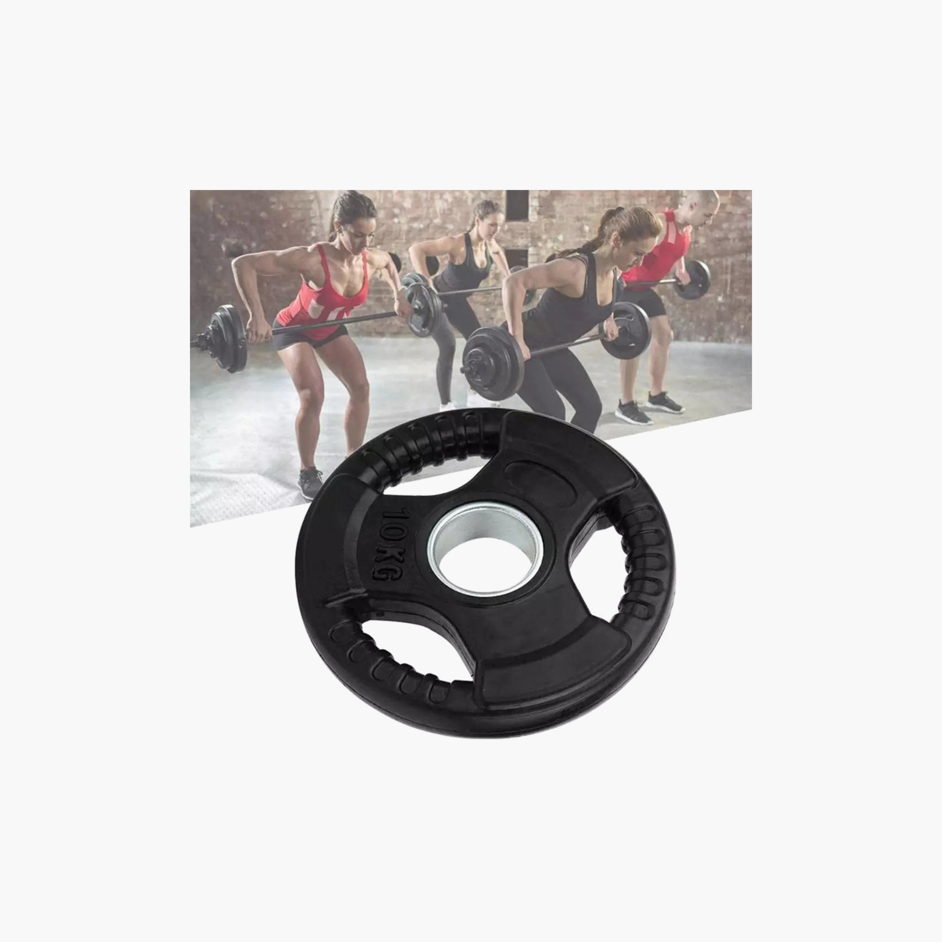 Body Builder Hand Grip Rubber Coated Barbell Plate, 10 Kg, 50 mm - Black | 38-1171-sports-gear-gym-image-5