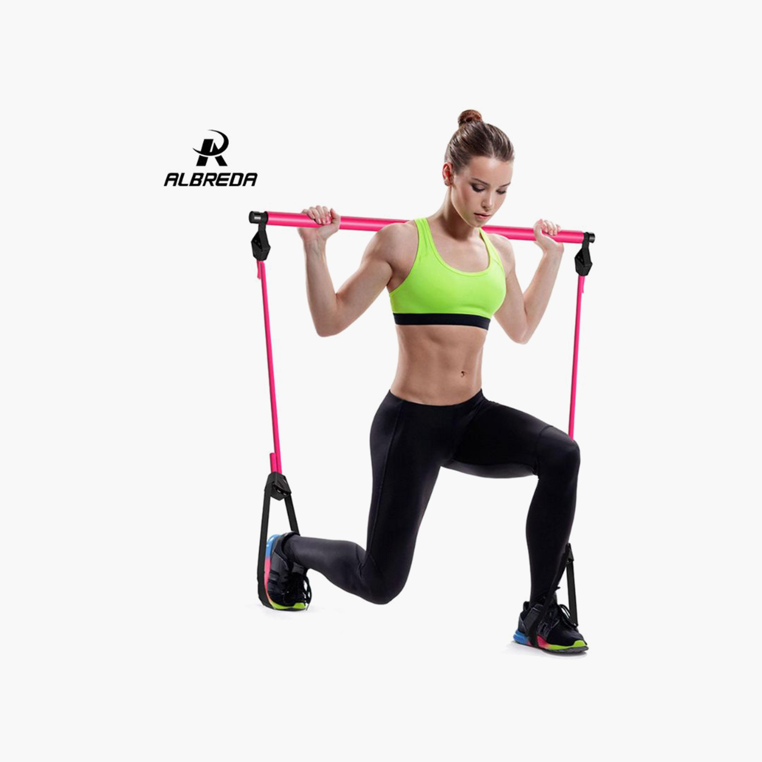 Body Builder Yoga Tension Bar - Pink and Black | 38-1133-sports-gear-gym-image-2