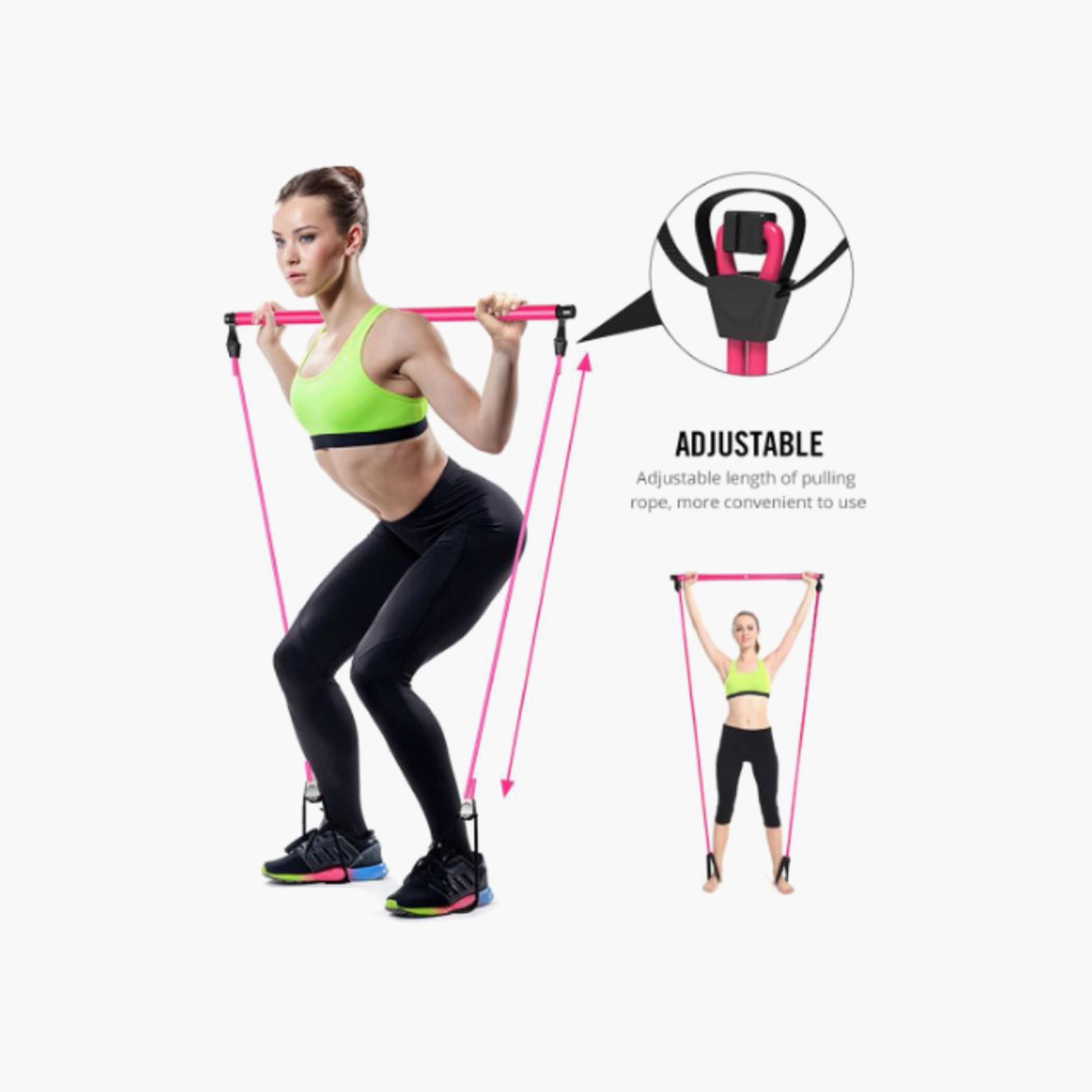 Body Builder Yoga Tension Bar - Pink and Black | 38-1133-sports-gear-gym-image-3