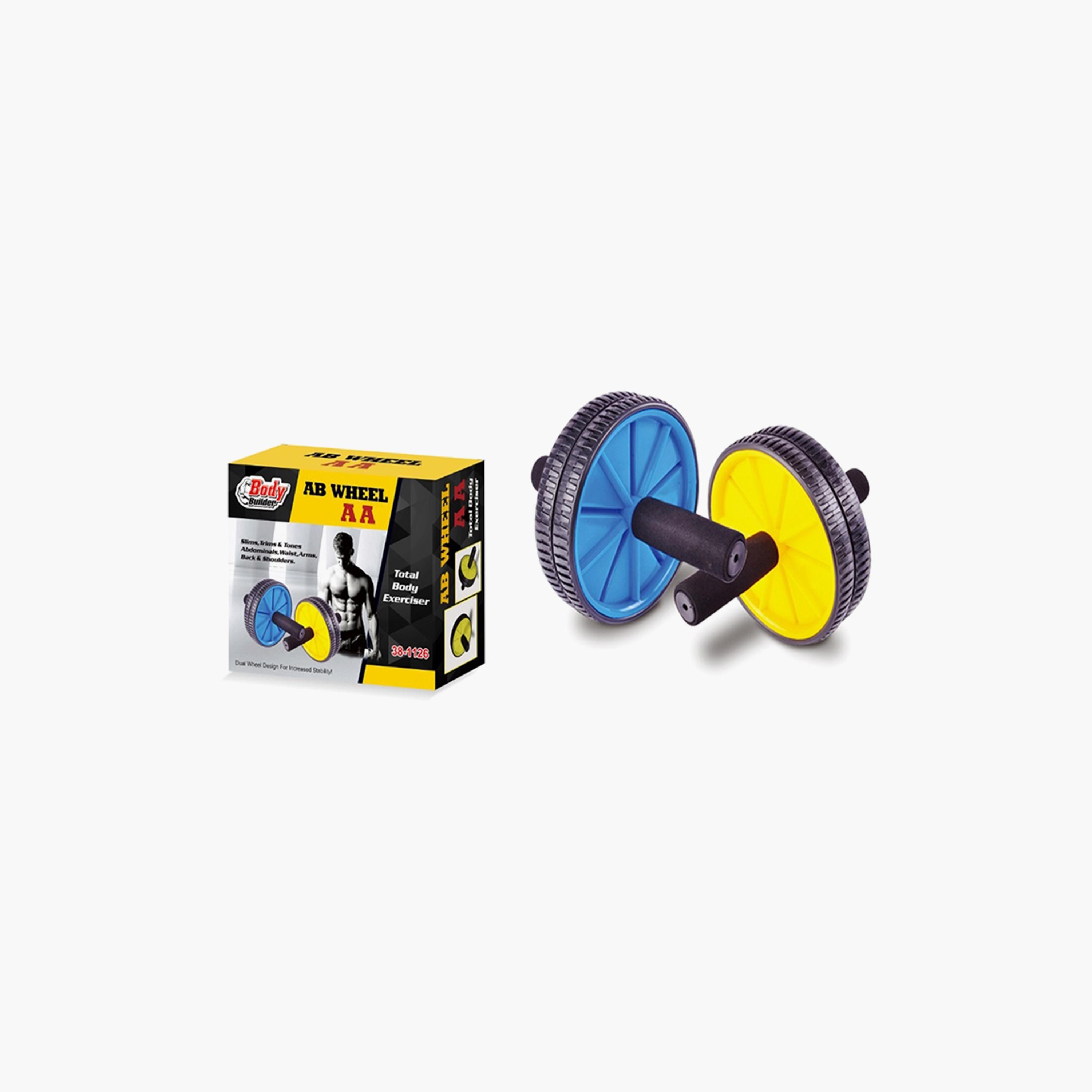 Body Builder Sport Abs Rolling Wheel Double - Yellow | 38-1126-sports-gear-gym-image-1