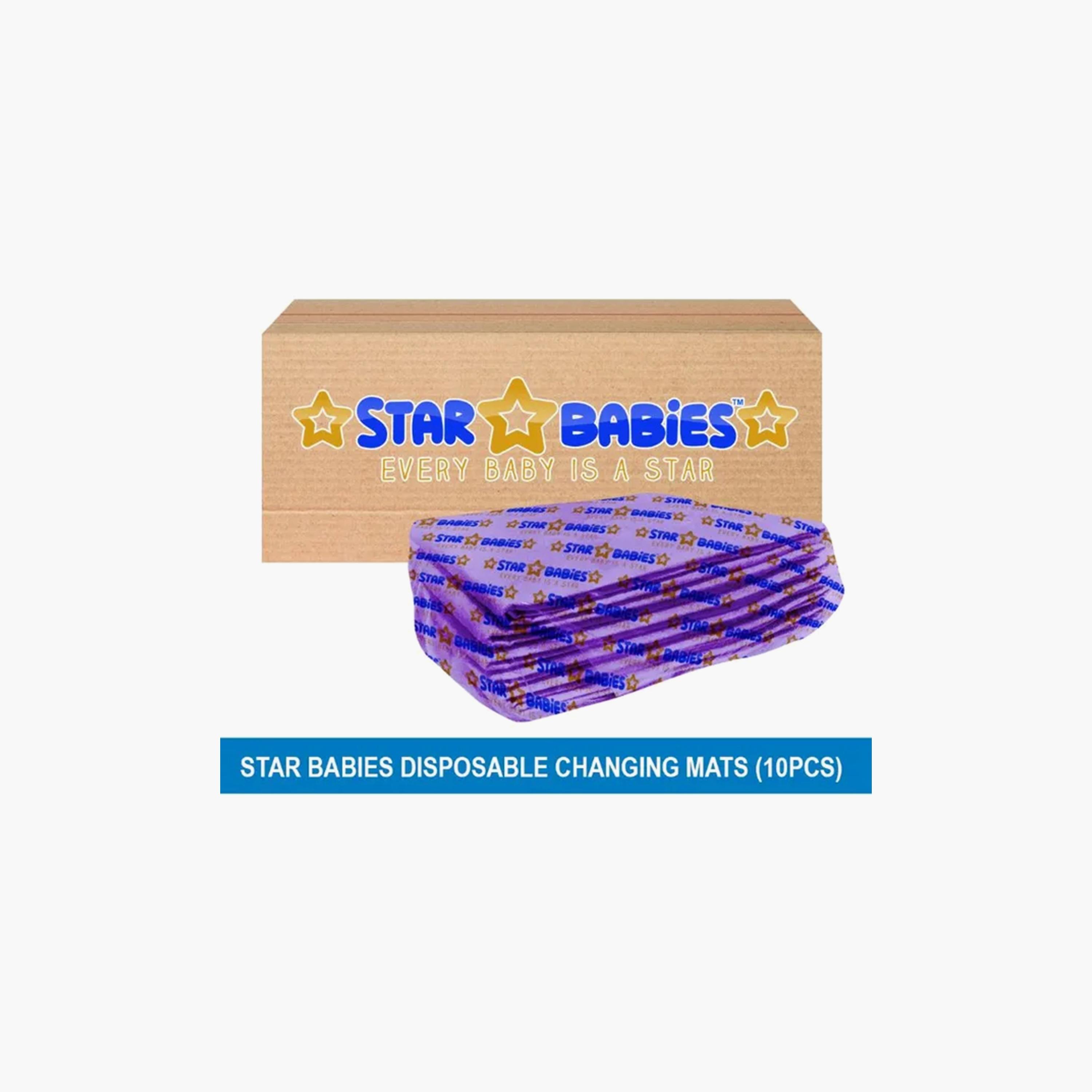 Star Babies 10-Piece Disposable Changing Mats Large, Lavender-baby-diapering-changingmats-image-3