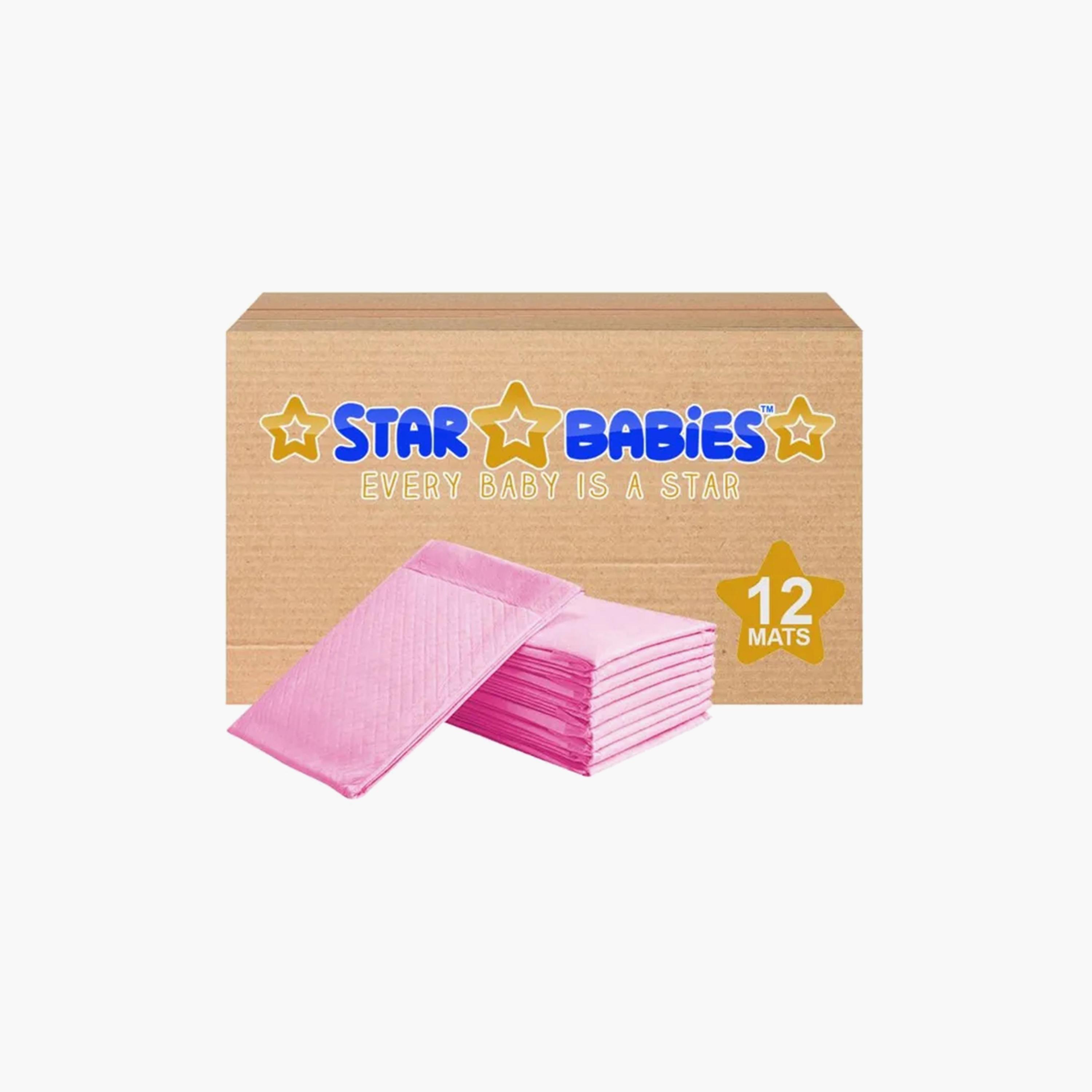 Star Babies 12-Piece Disposable Changing Mats - 45 x 60 cm, Pink-baby-diapering-changingmats-image-2