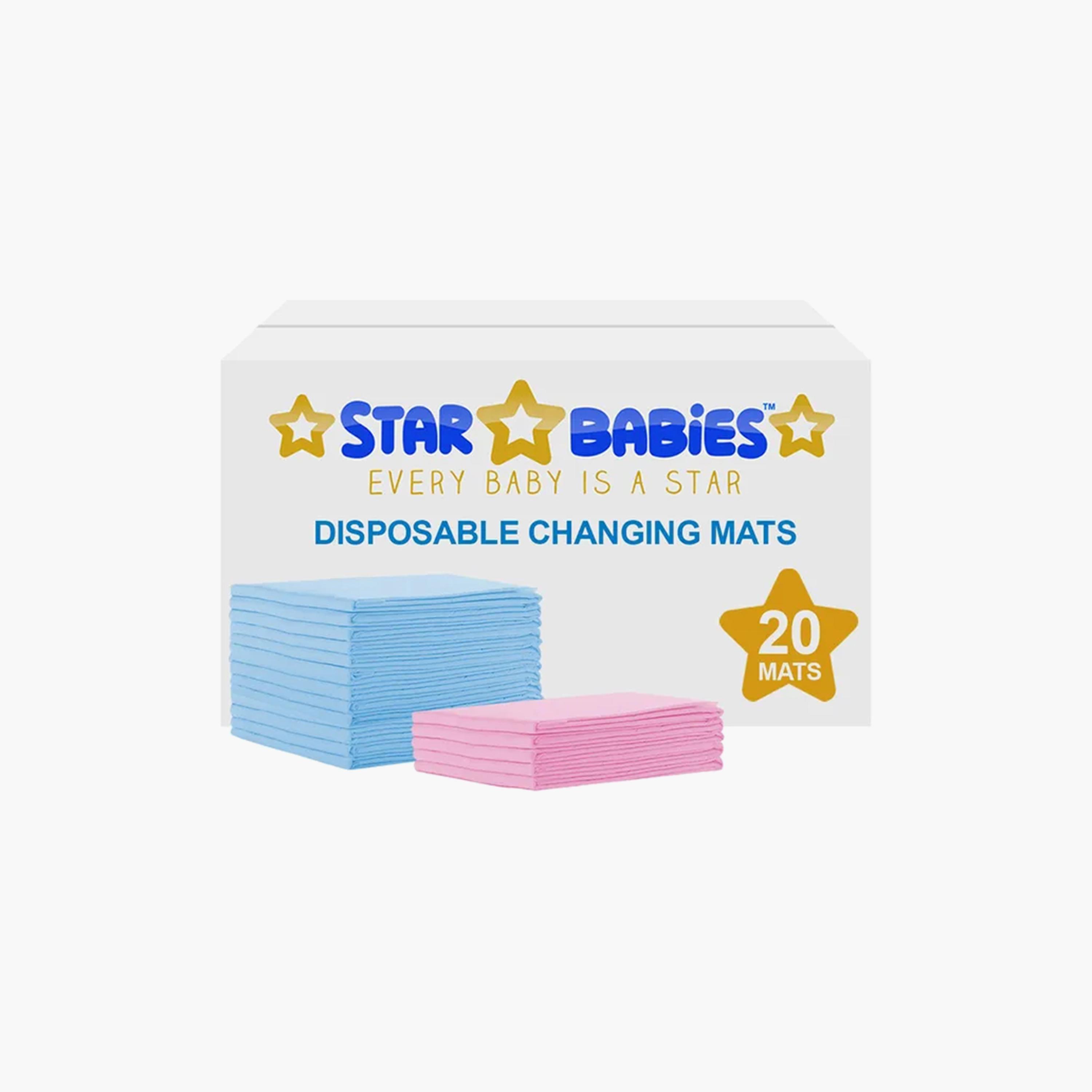 Star Babies 20-Piece Disposable Changing Mats - 45 x 60 cm, Blue/Pink-baby-diapering-changingmats-image-2