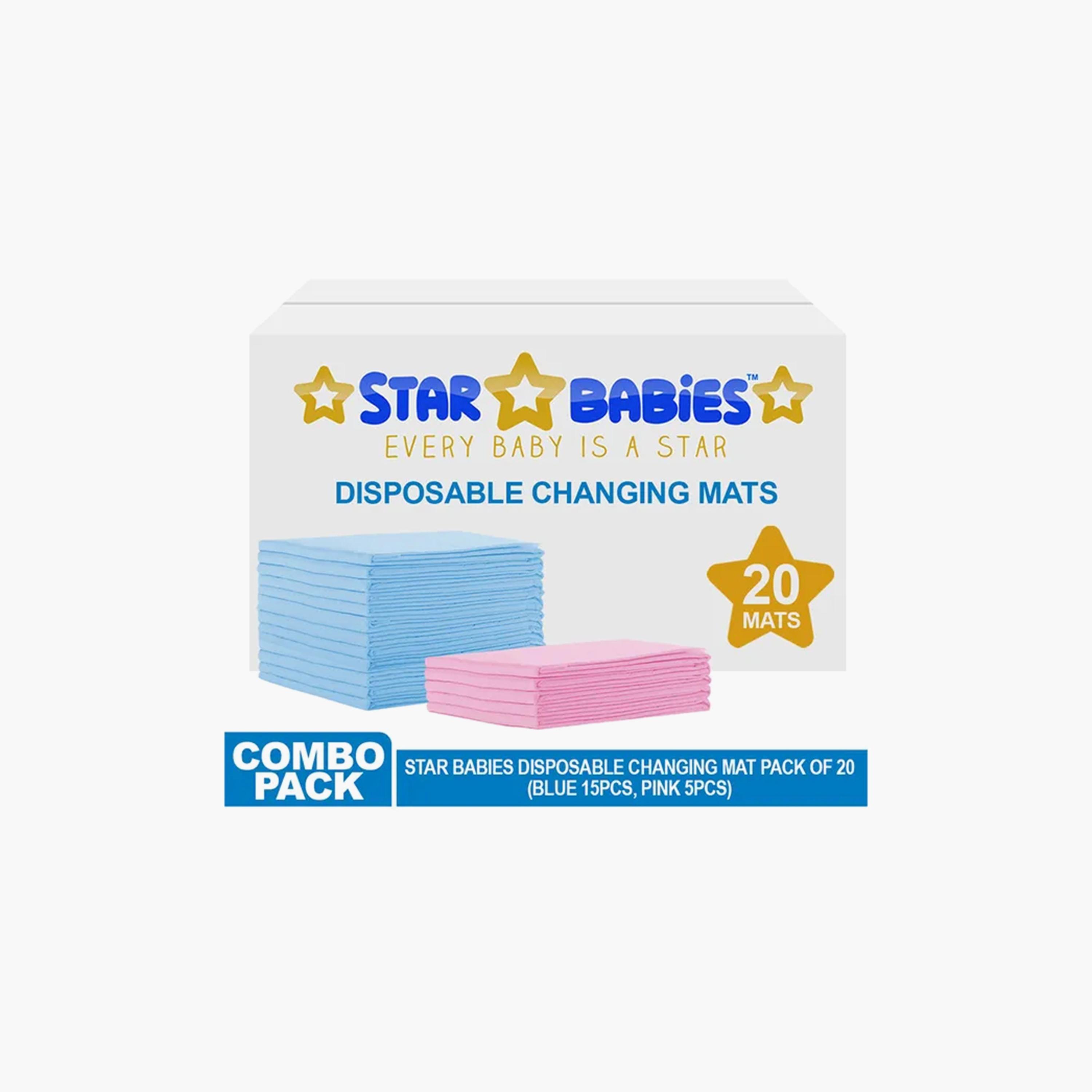 Star Babies 20-Piece Disposable Changing Mats - 45 x 60 cm, Blue/Pink-baby-diapering-changingmats-image-3