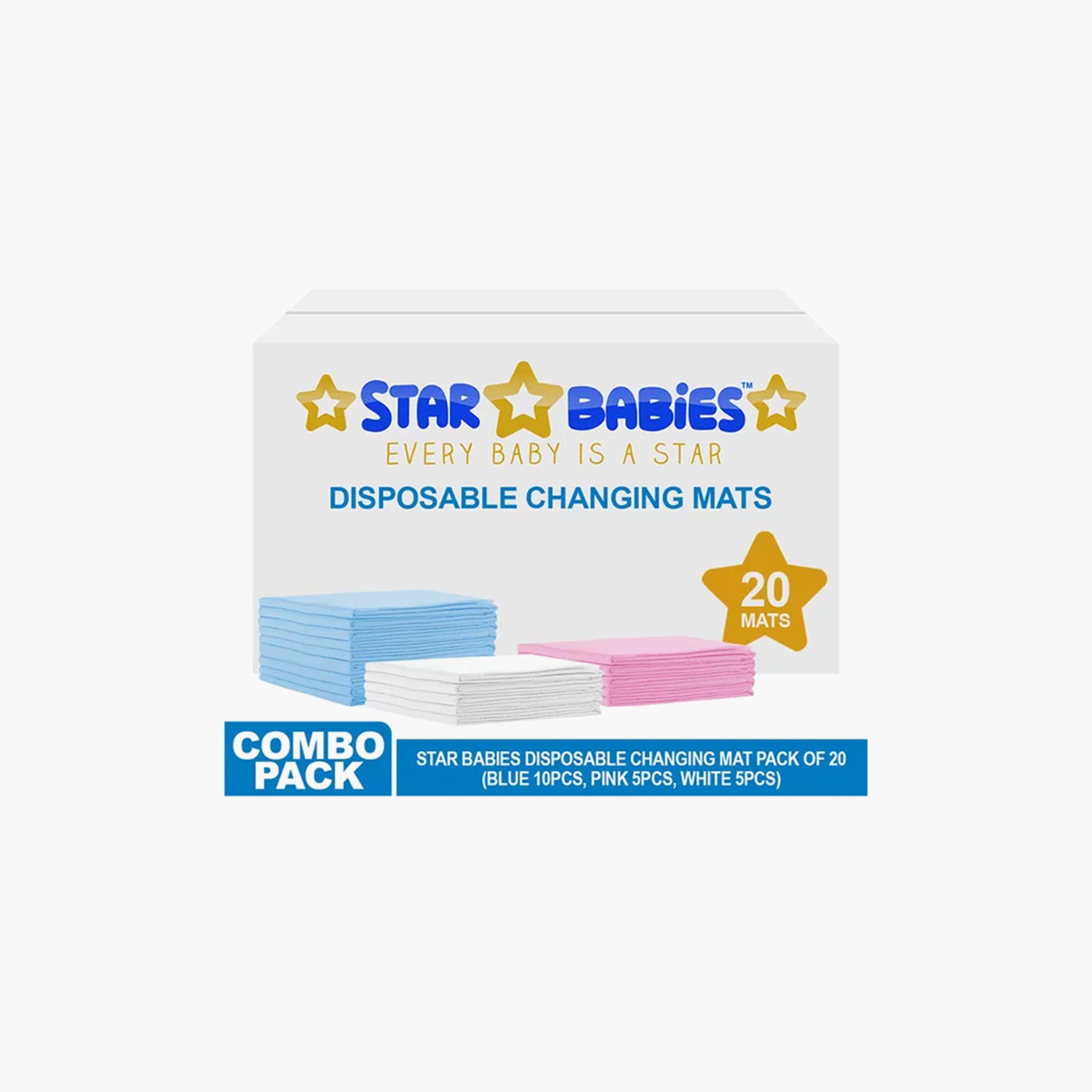 Star Babies 20-Piece Disposable Changing Mats - 45 x 60 cm,, Multicolour-baby-diapering-changingmats-image-3