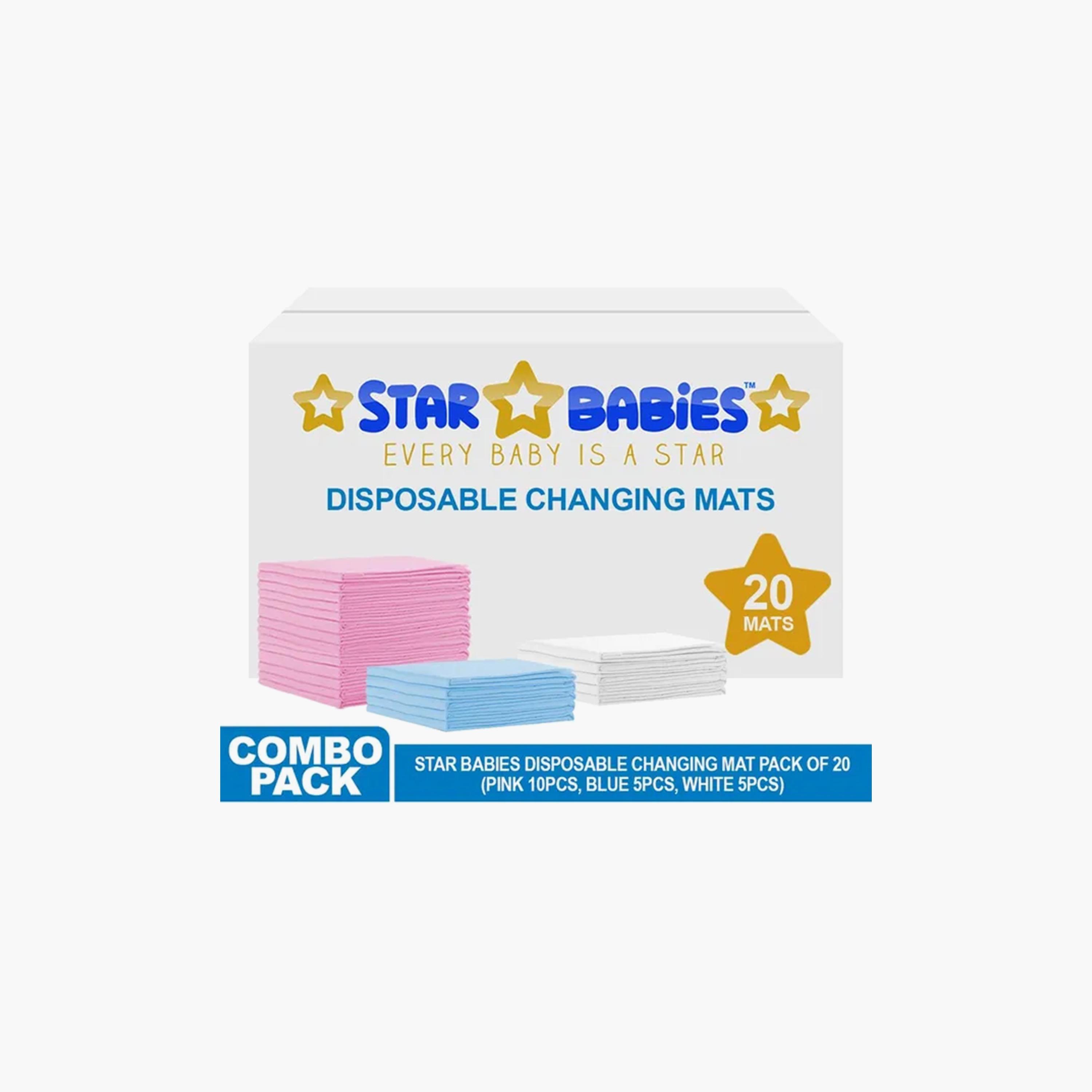 Star Babies 20-Piece Disposable Changing Mats, Assorted - 45 x 60 cm-baby-diapering-changingmats-image-3