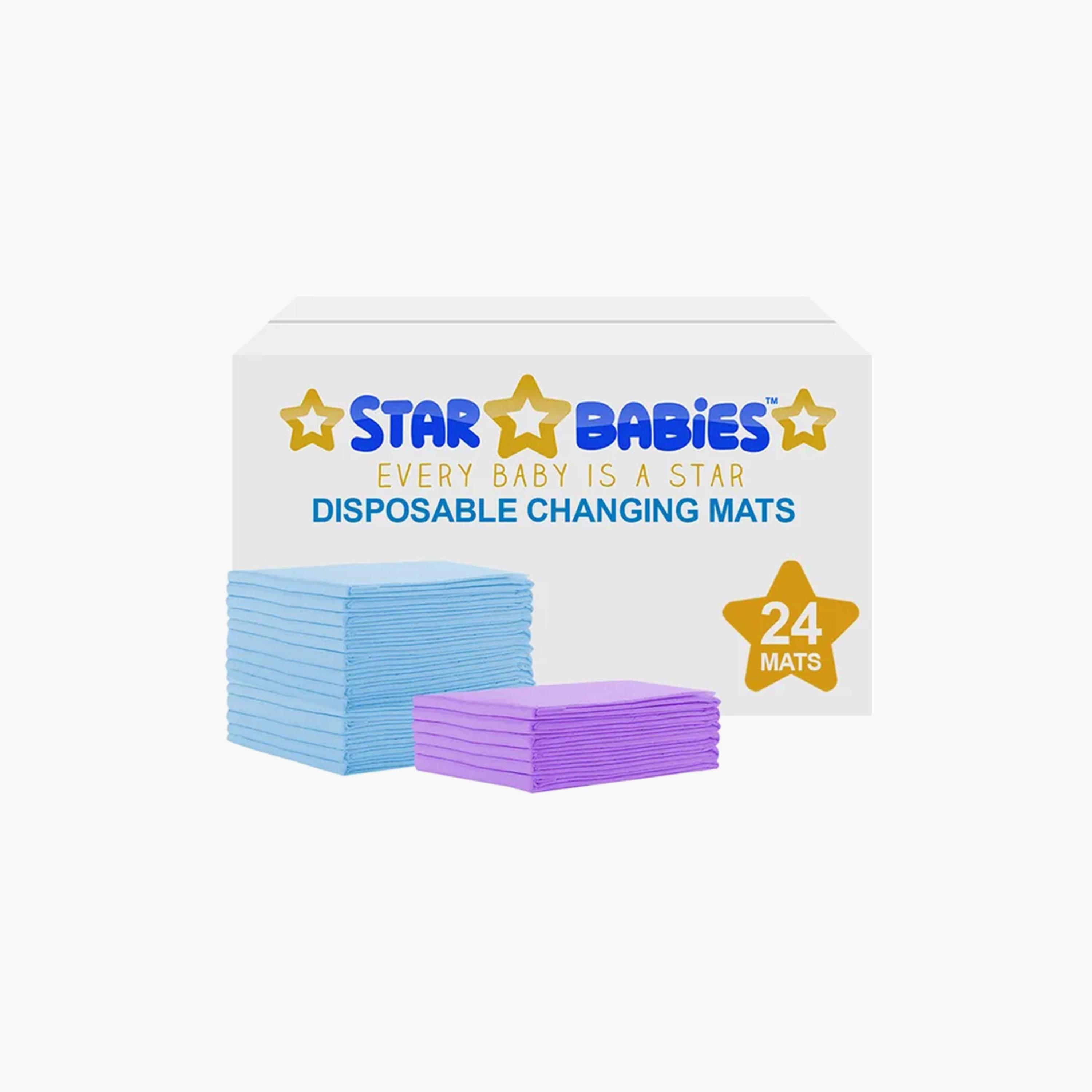 Star Babies 24-Piece Disposable Changing Mats - 45 x 60 cm, Blue/Lavender-baby-diapering-changingmats-image-2