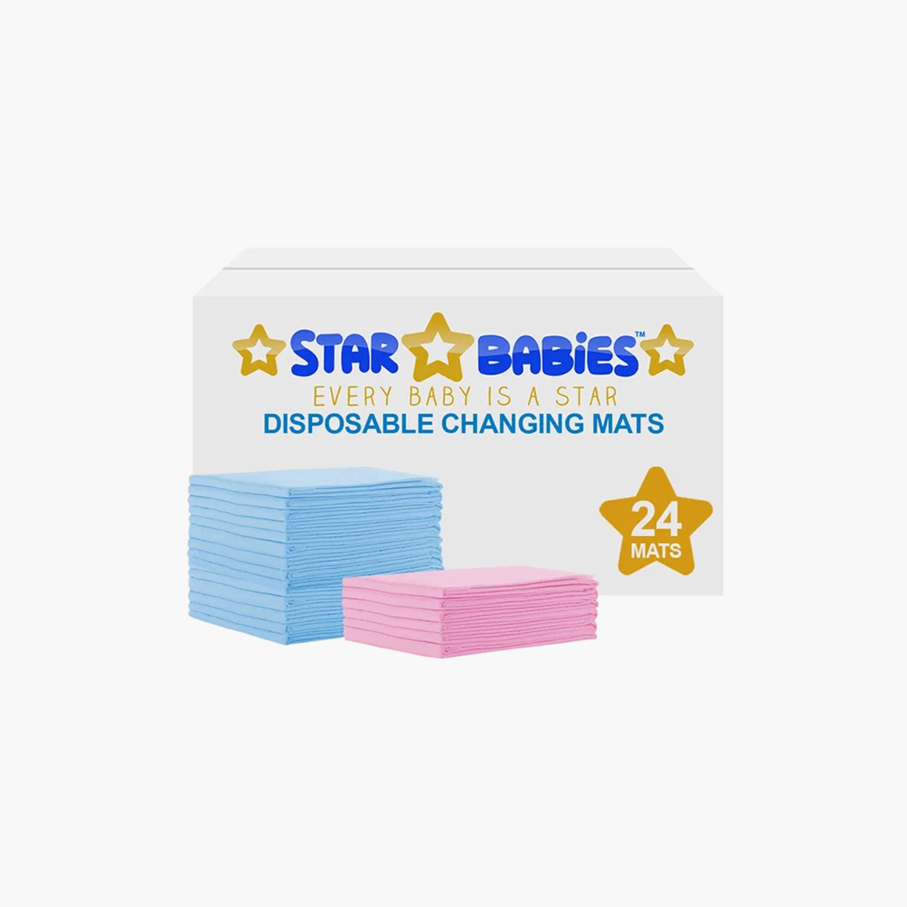 Star Babies 24-Piece Disposable Changing Mats - 45 x 60 cm, Blue/Pink-baby-diapering-changingmats-image-2