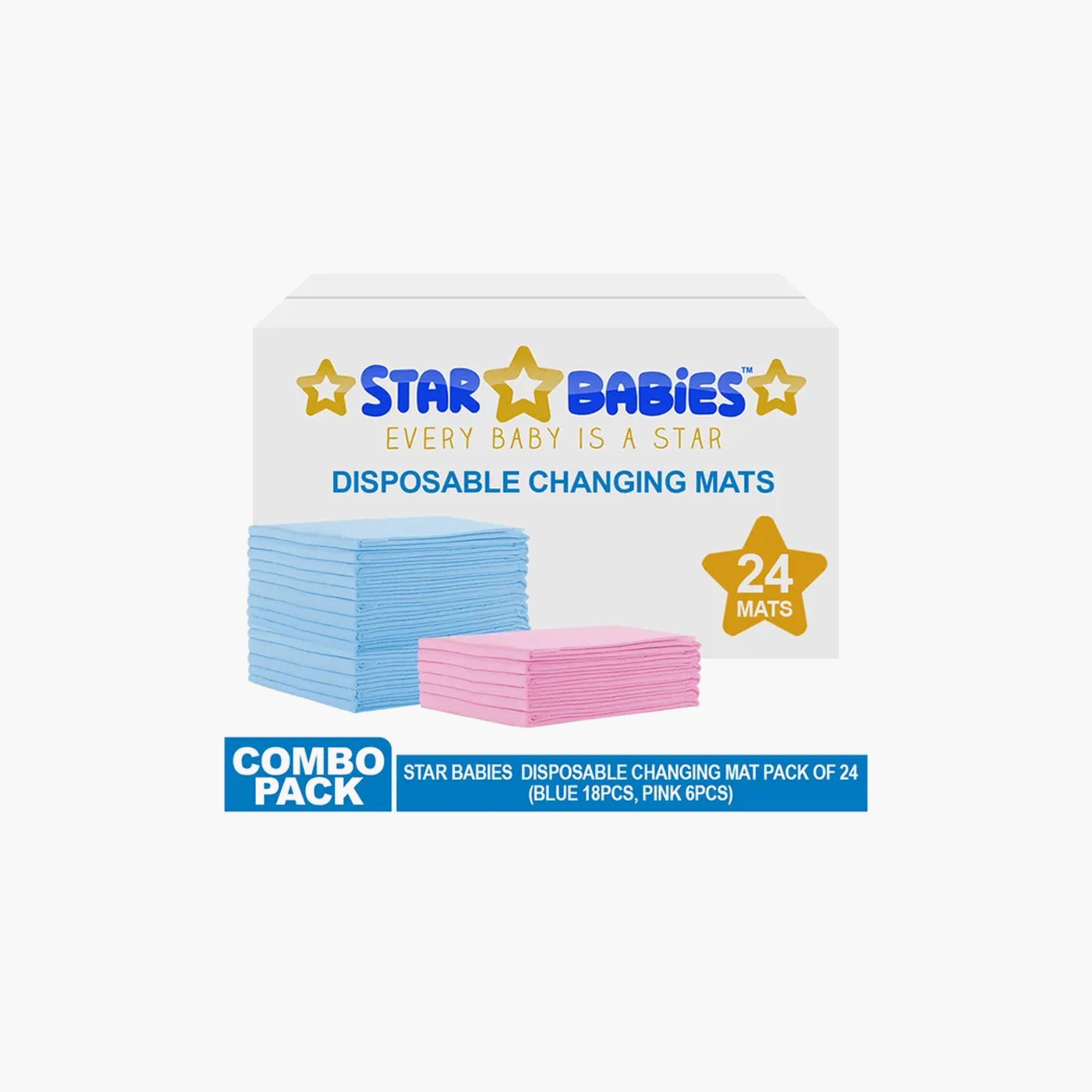 Star Babies 24-Piece Disposable Changing Mats - 45 x 60 cm, Blue/Pink-baby-diapering-changingmats-image-3