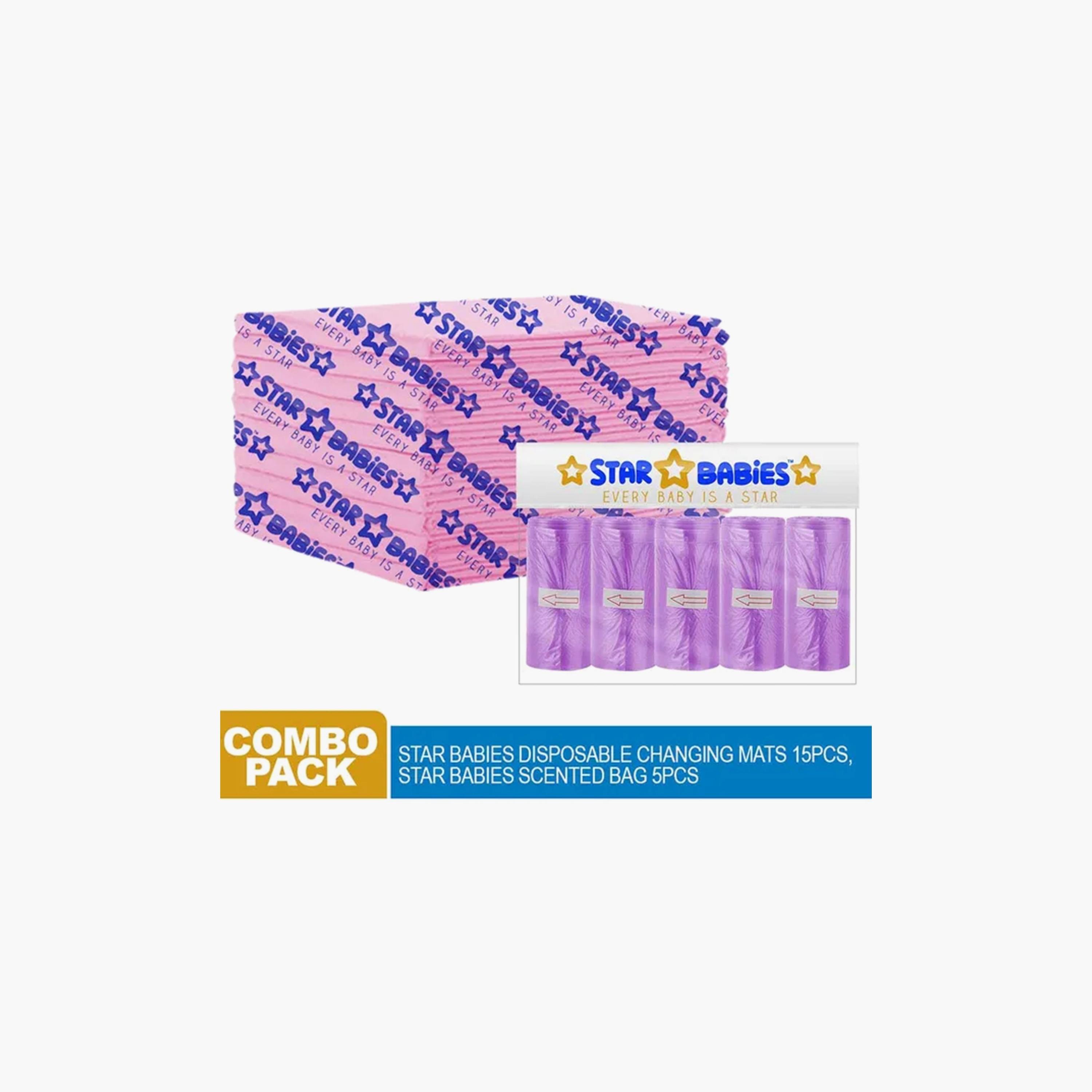 Star Babies 15-Piece Changing Mats with 5-Piece Scented Bags-baby-diapering-changingmats-image-2
