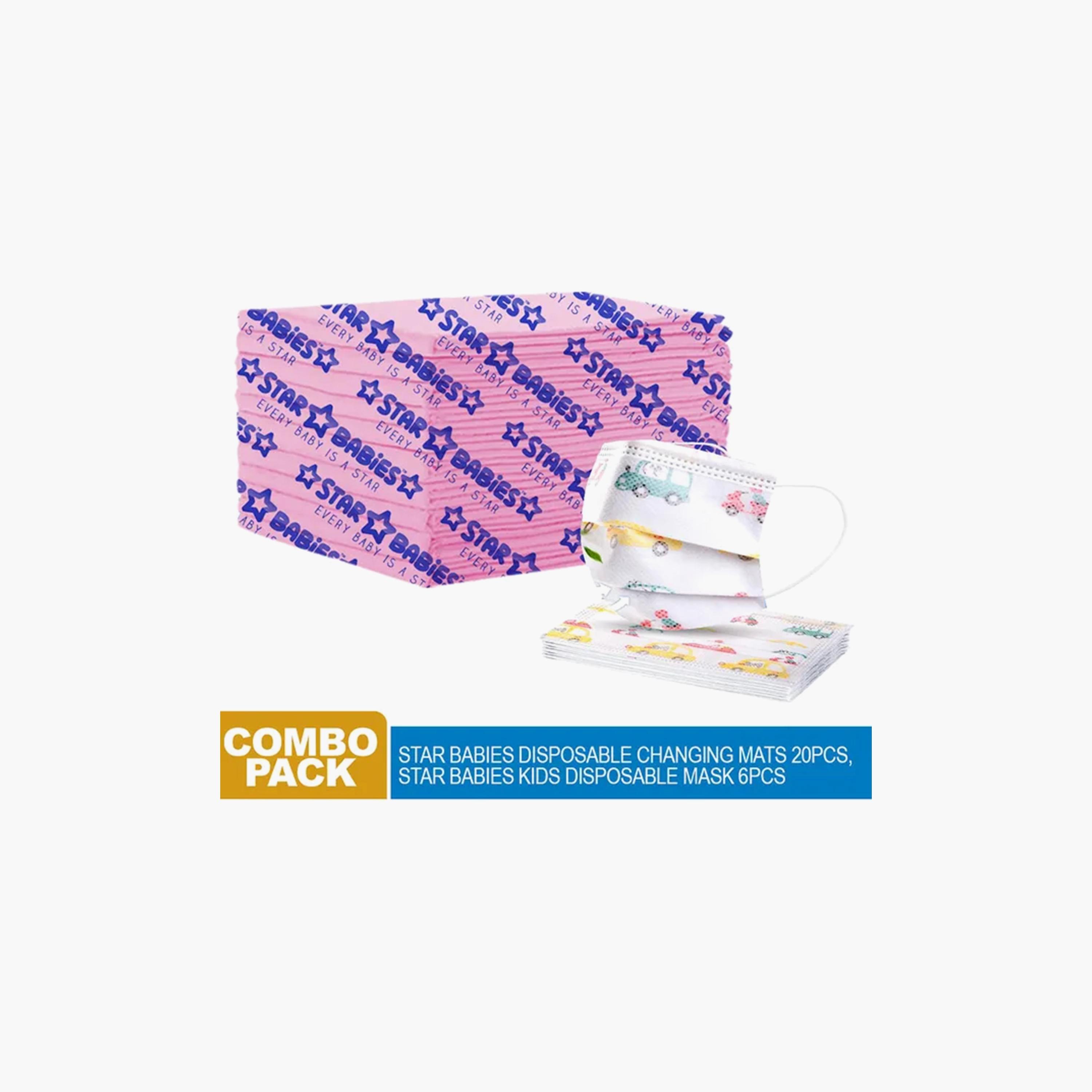 سجادات تغيير الحفاضات للاستعمال مرة واحدة 20 قطعة مع 6 أقنعة من ستار بيبيز  -baby-diapering-changingmats-image-2