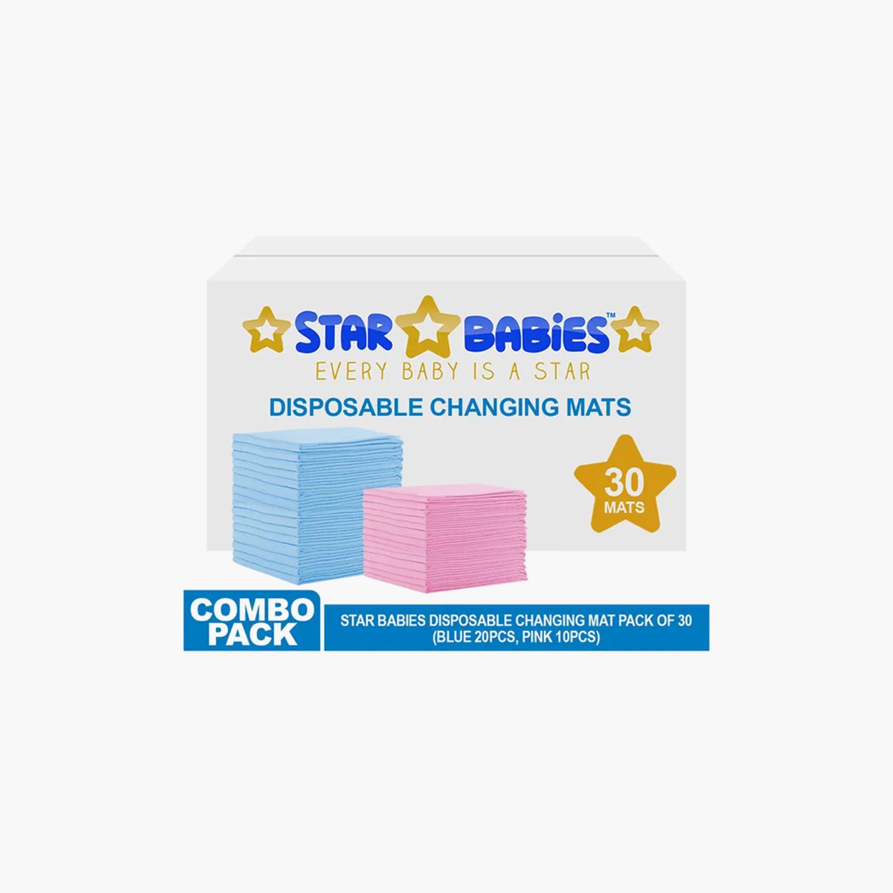 Star Babies 30-Piece Disposable Changing Mats - 45 x 60 cm, Blue/Pink-baby-diapering-changingmats-image-3