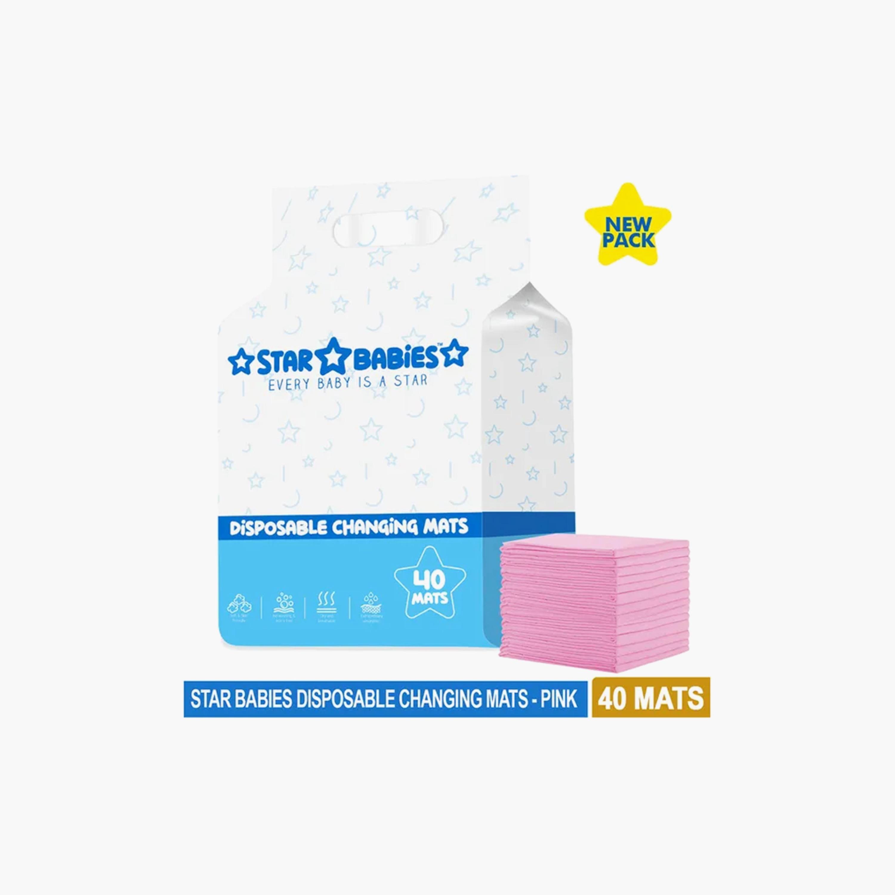 Star Babies 40-Piece Disposable Changing Mats - 45 x 60 cm, Pink-baby-diapering-changingmats-image-4