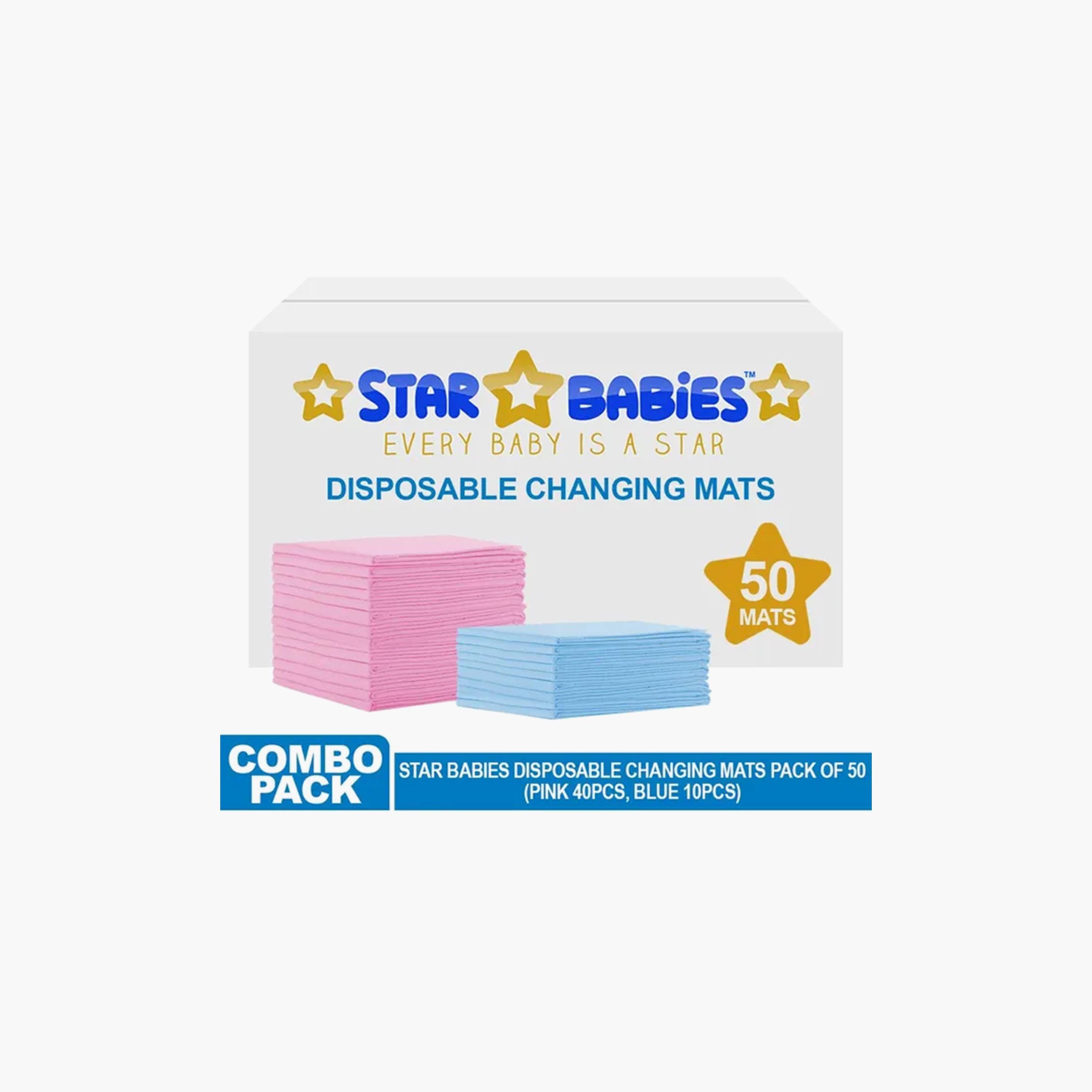 Star Babies 50-Piece Disposable Changing Mats, Assorted - 45 x 60 cm-baby-diapering-changingmats-image-3