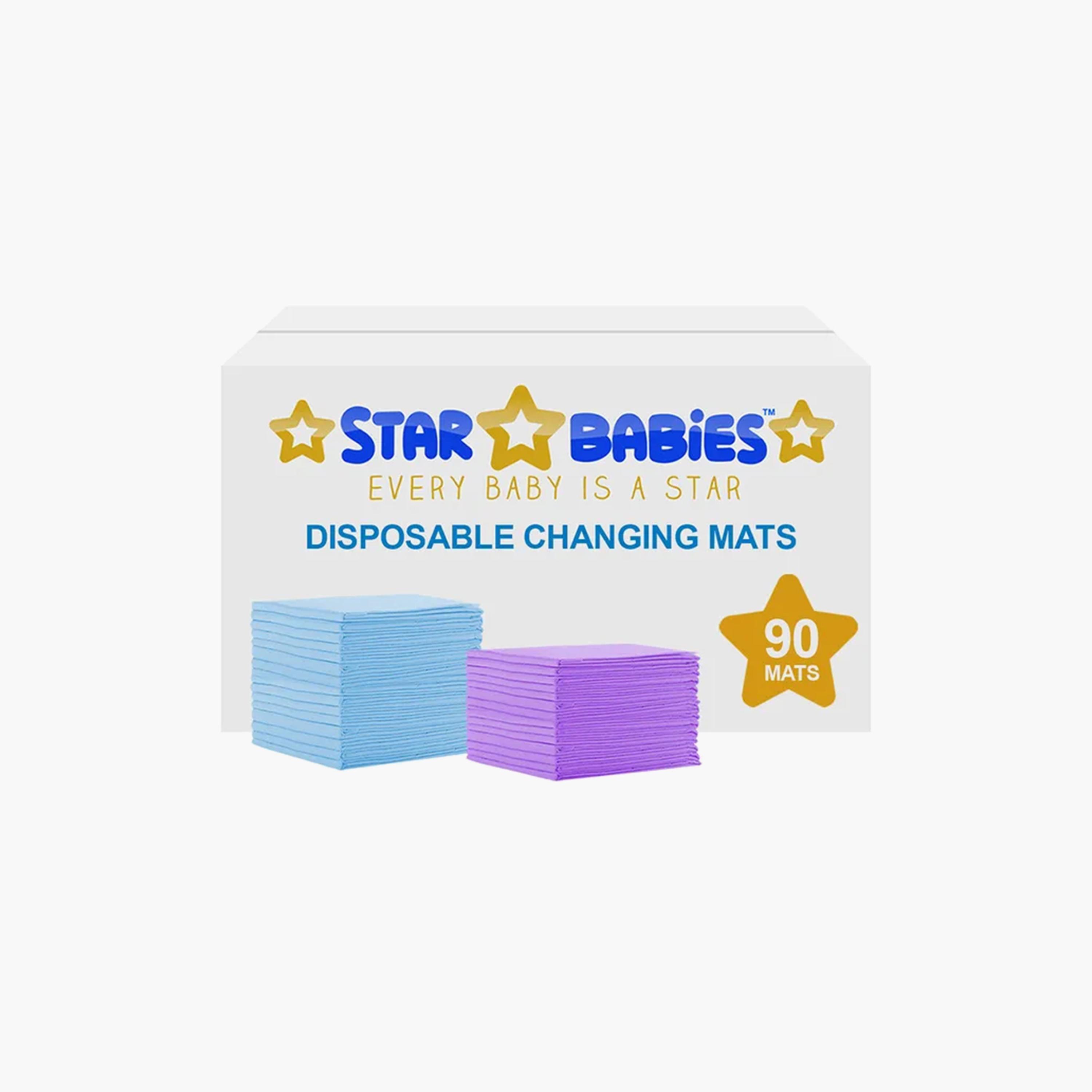 Star Babies 90-Piece Disposable Changing Mats - 45 x 60 cm, Blue/Lavender-baby-diapering-changingmats-image-2