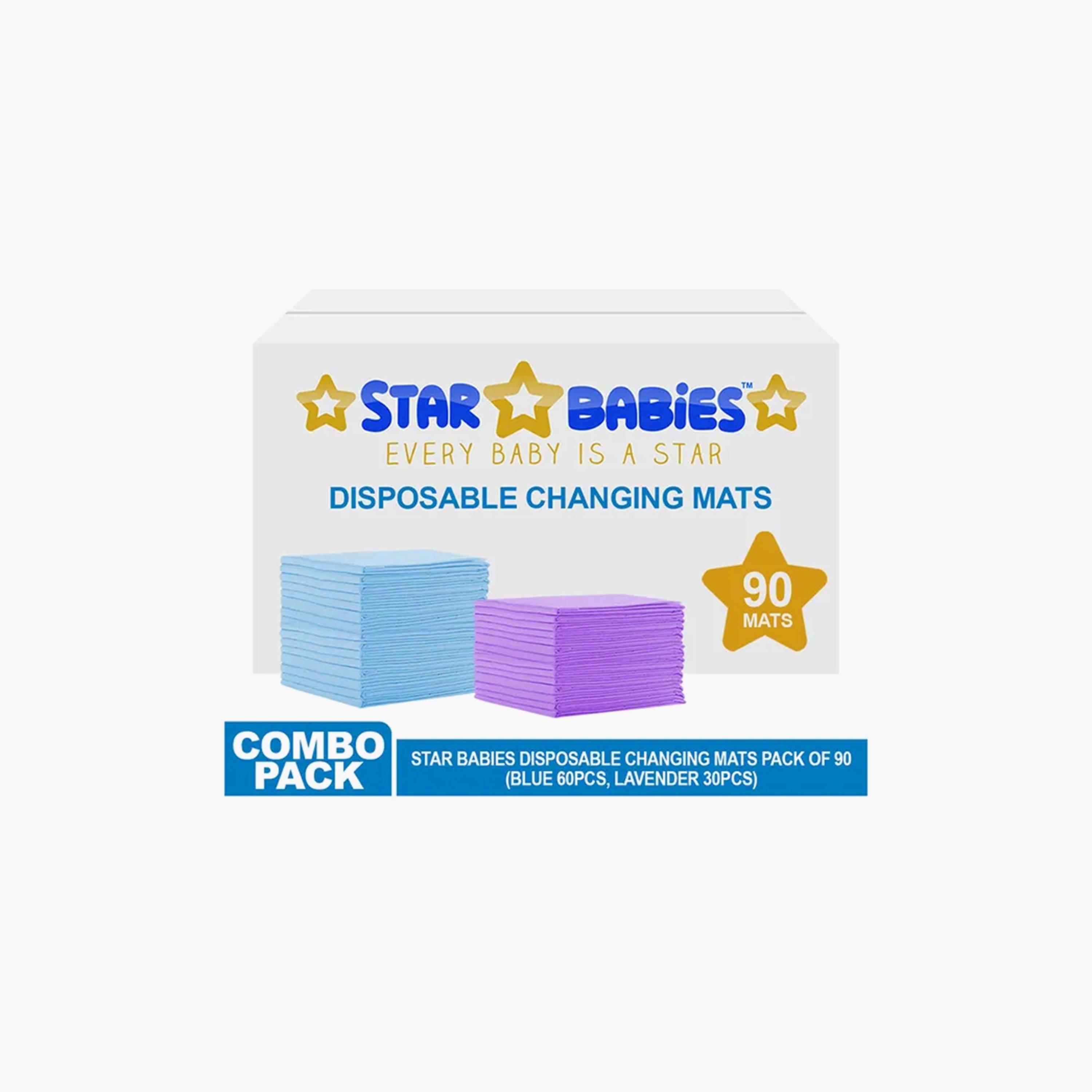Star Babies 90-Piece Disposable Changing Mats - 45 x 60 cm, Blue/Lavender-baby-diapering-changingmats-image-3