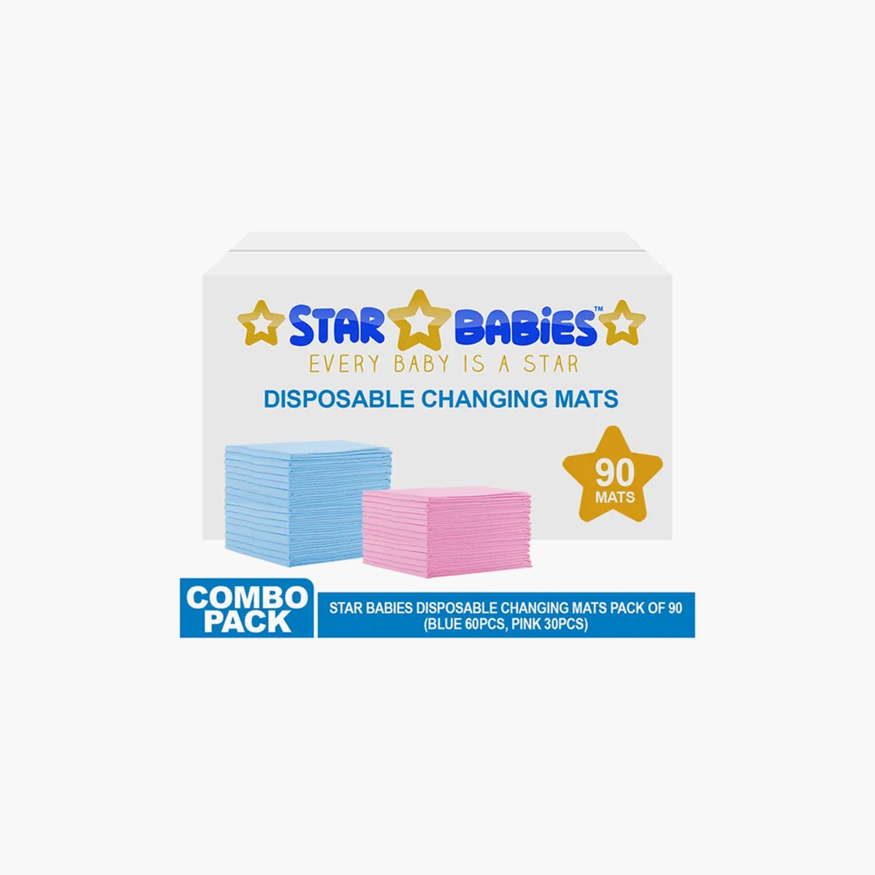 Star Babies 90-Piece Disposable Changing Mats - 45 x 60 cm, Blue/Pink-baby-diapering-changingmats-image-3