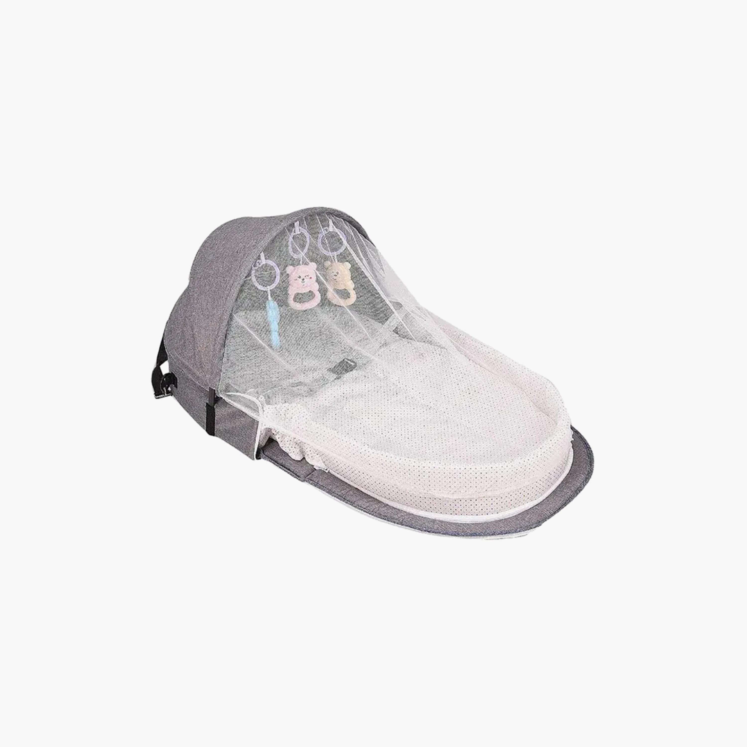 Star Babies Multi-Function Baby Bed with Mosquito Net, Grey-baby-nursery-furniture-cribsandbeds-cribaccessories-image-2