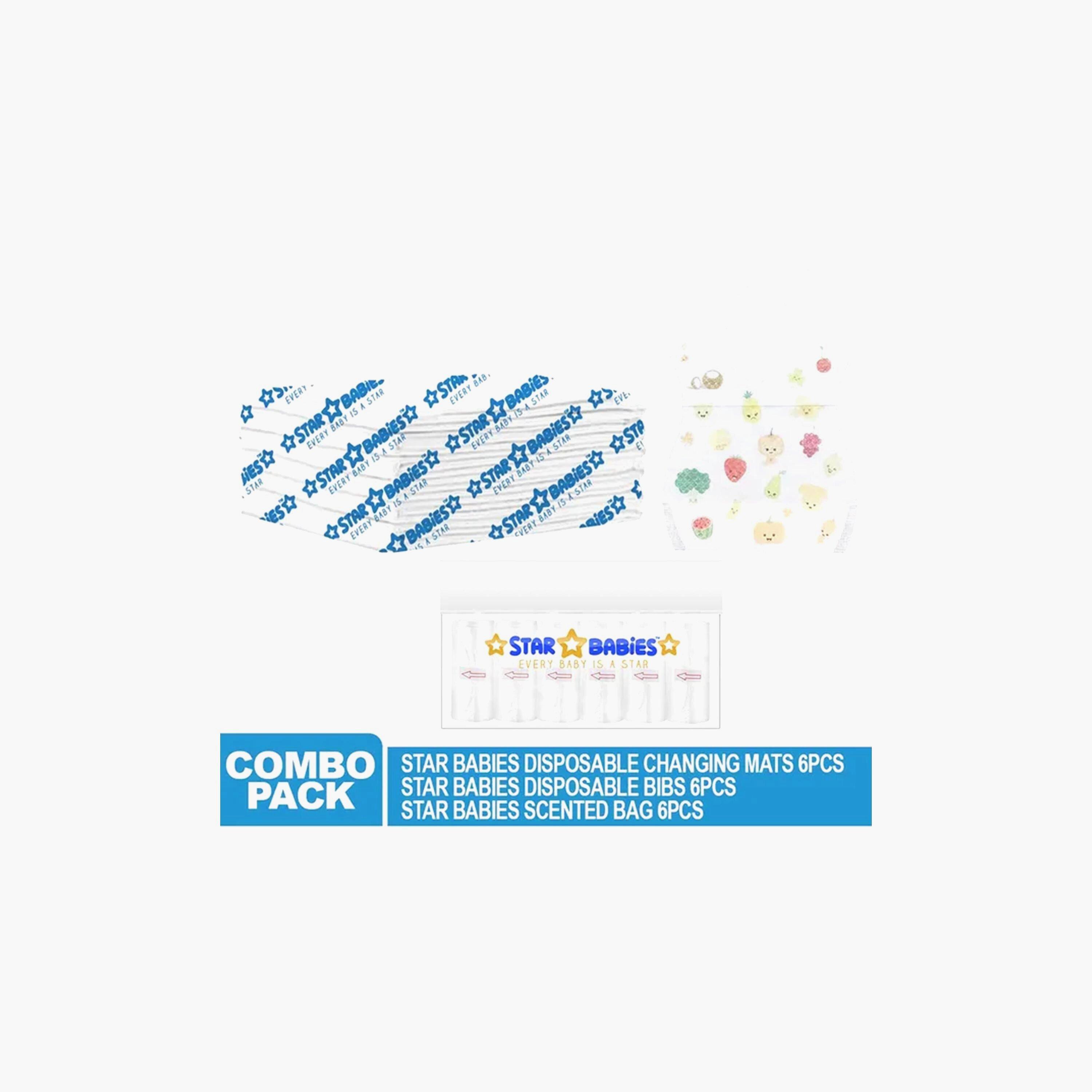 Star Babies 6-Piece Changing Mats, 6-Piece Scented Bags with 6-Piece Disposable Bibs Bundle-baby-feeding-bibs-image-2