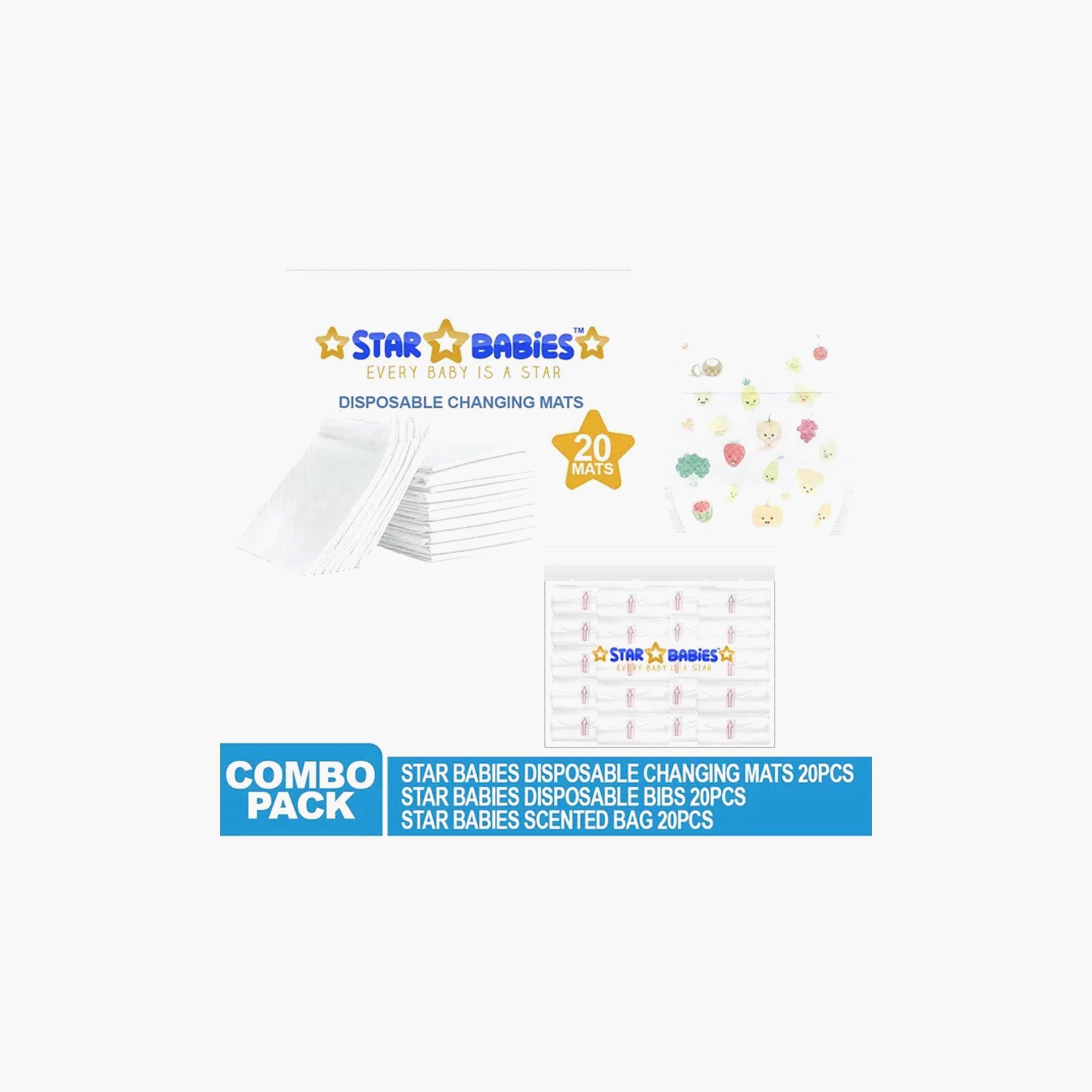 Star Babies 20-Piece Changing Mats, 20-Piece Scented Bags with 20-Piece Disposable Bibs Bundle-baby-feeding-bibs-image-2