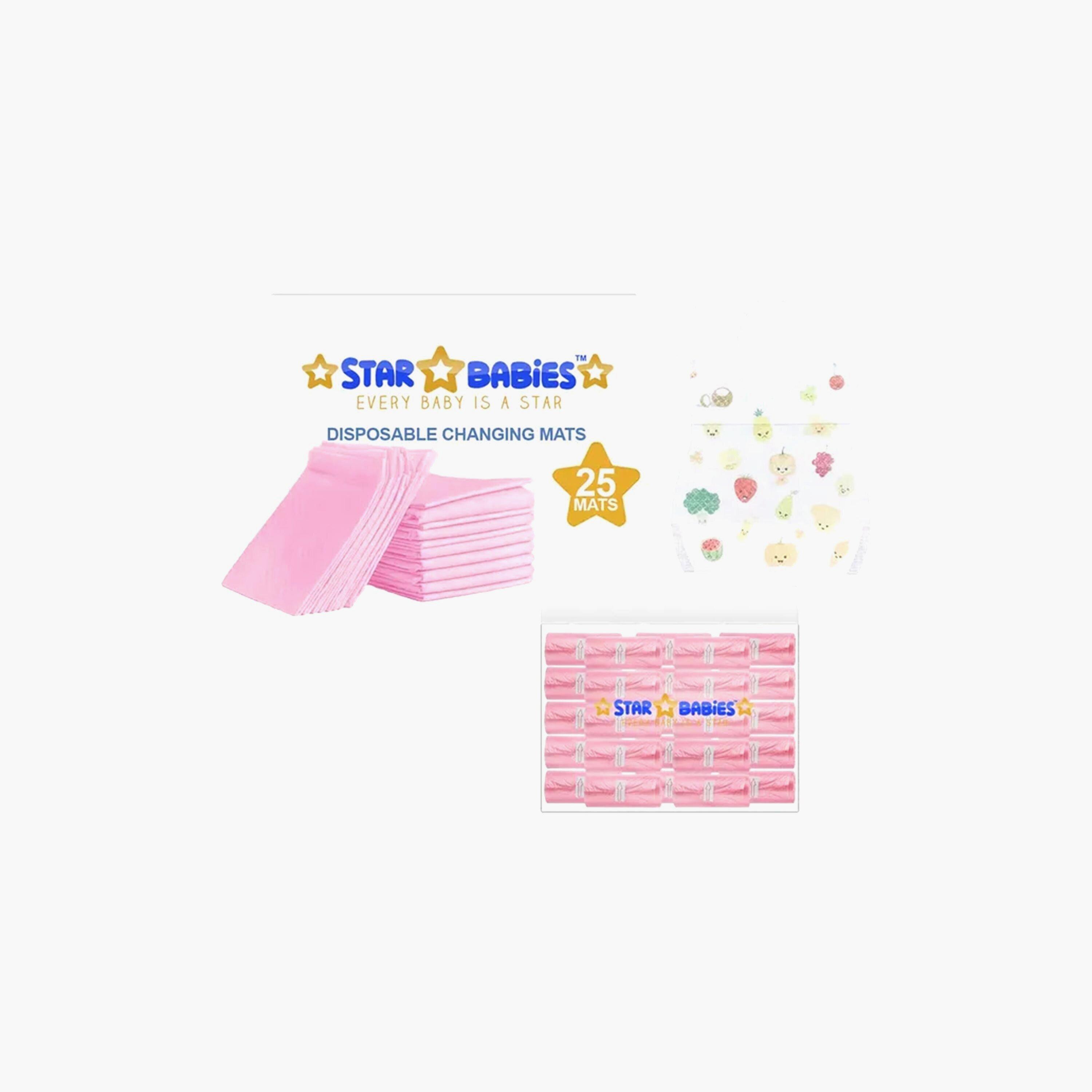 Star Babies 25-Piece Changing Mats, 25-Piece Scented Bags with 25-Piece Disposable Bibs Bundle-baby-feeding-bibs-image-1