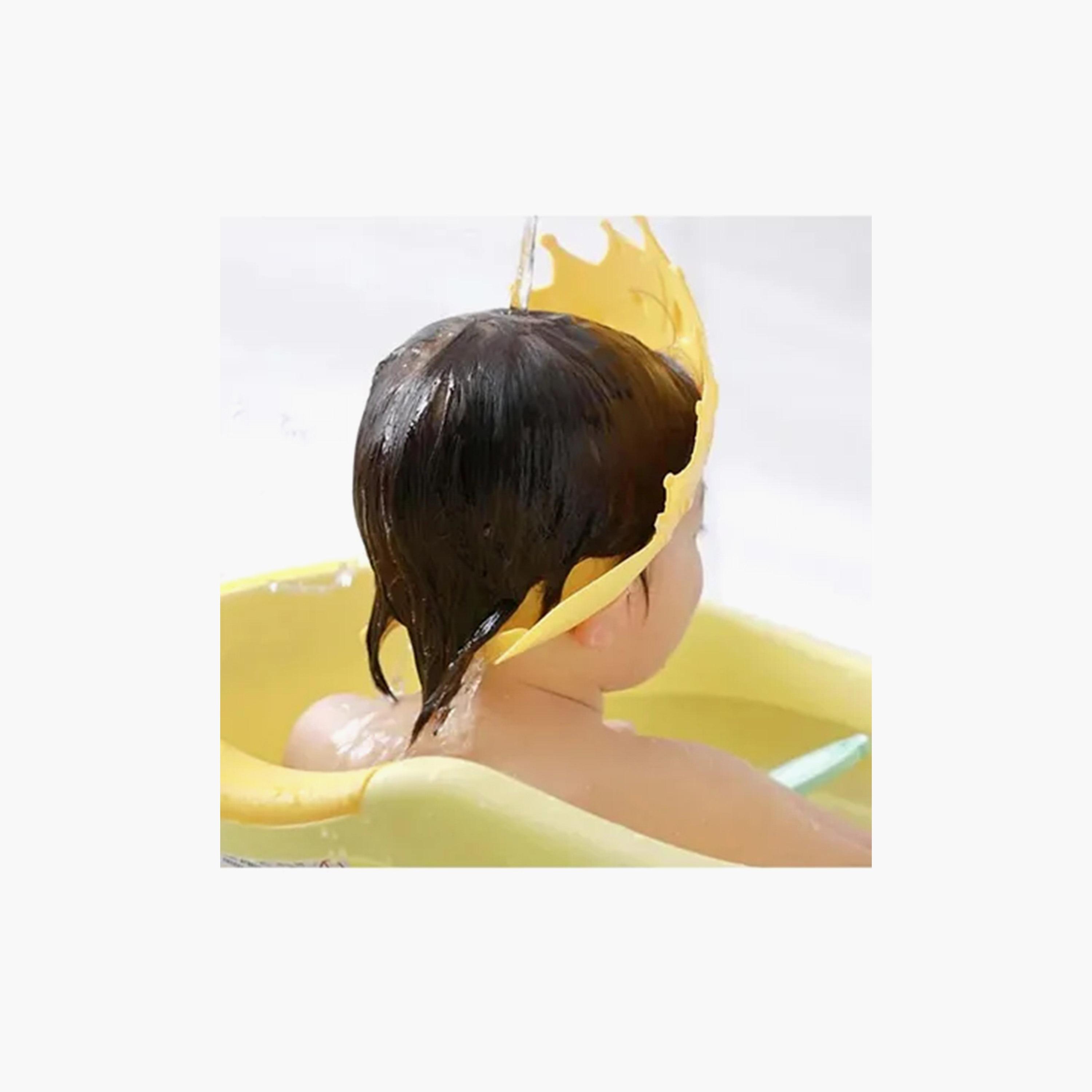 قبعة استحمام تاج قابلة للتعديل قطعتين من ستار بيبيز، أزرق/أصفر-baby-bathandcare-bathtubs-image-3