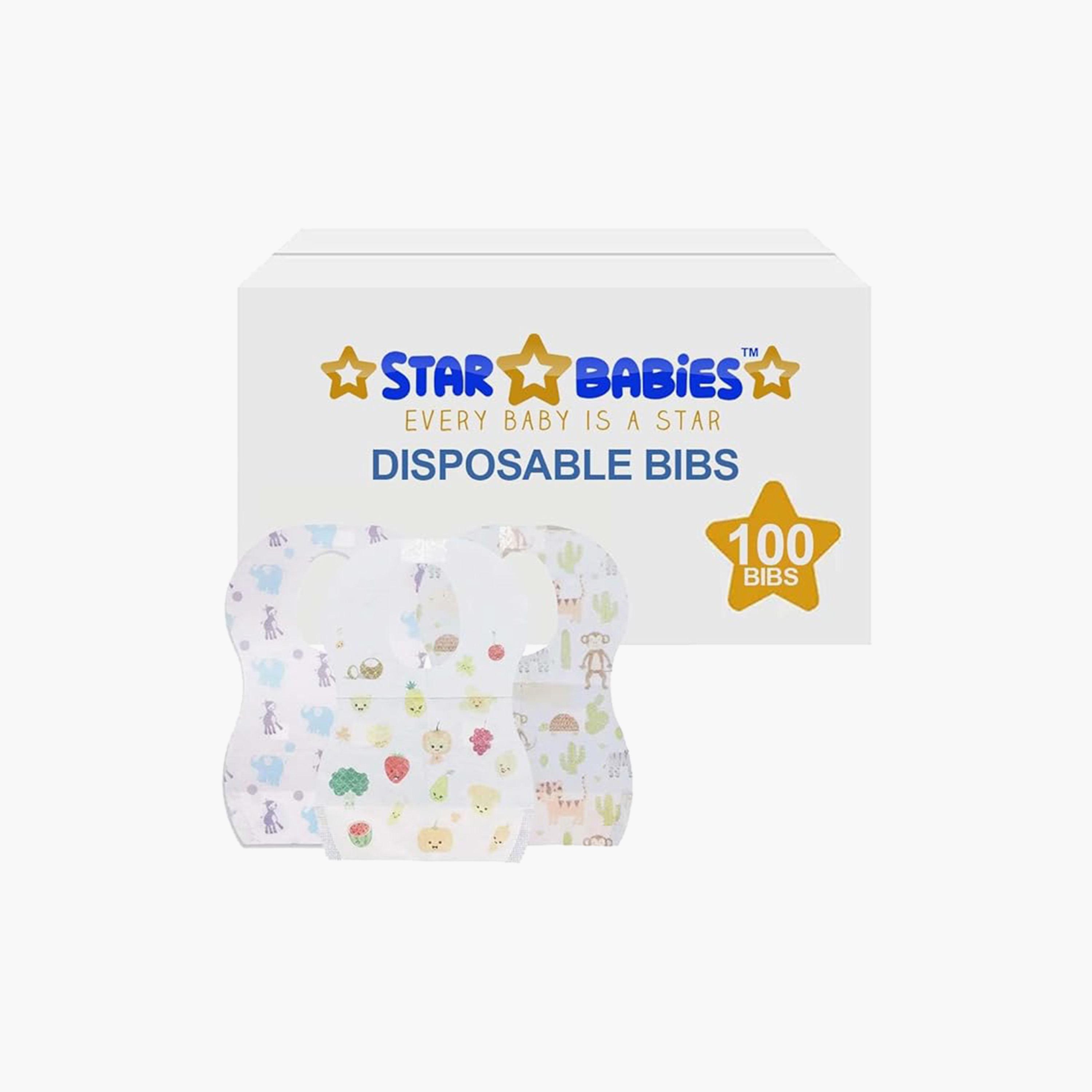 Star Babies 100-Piece Disposable Bibs, Assorted-baby-feeding-bibs-image-1