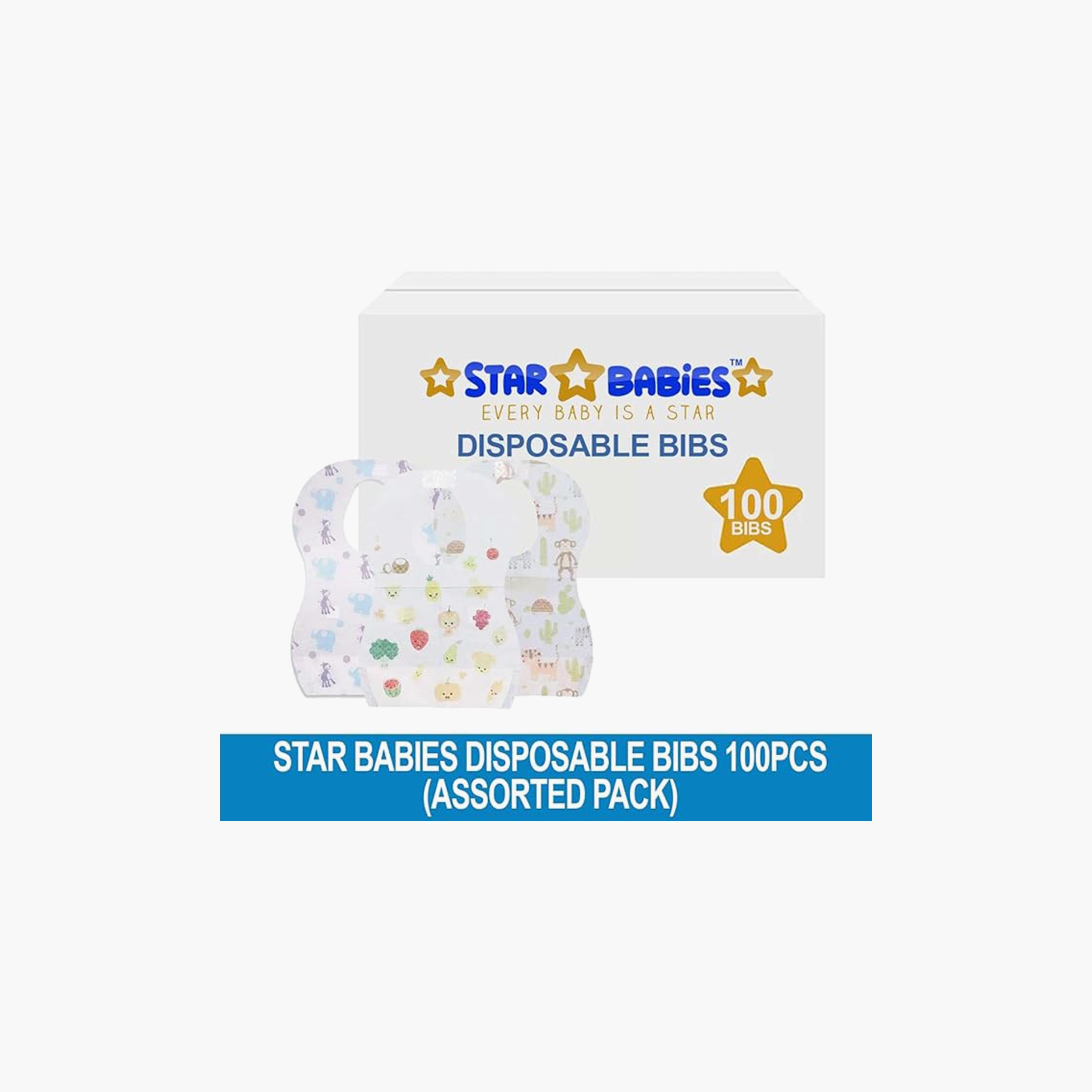 Star Babies 100-Piece Disposable Bibs, Assorted-baby-feeding-bibs-image-2