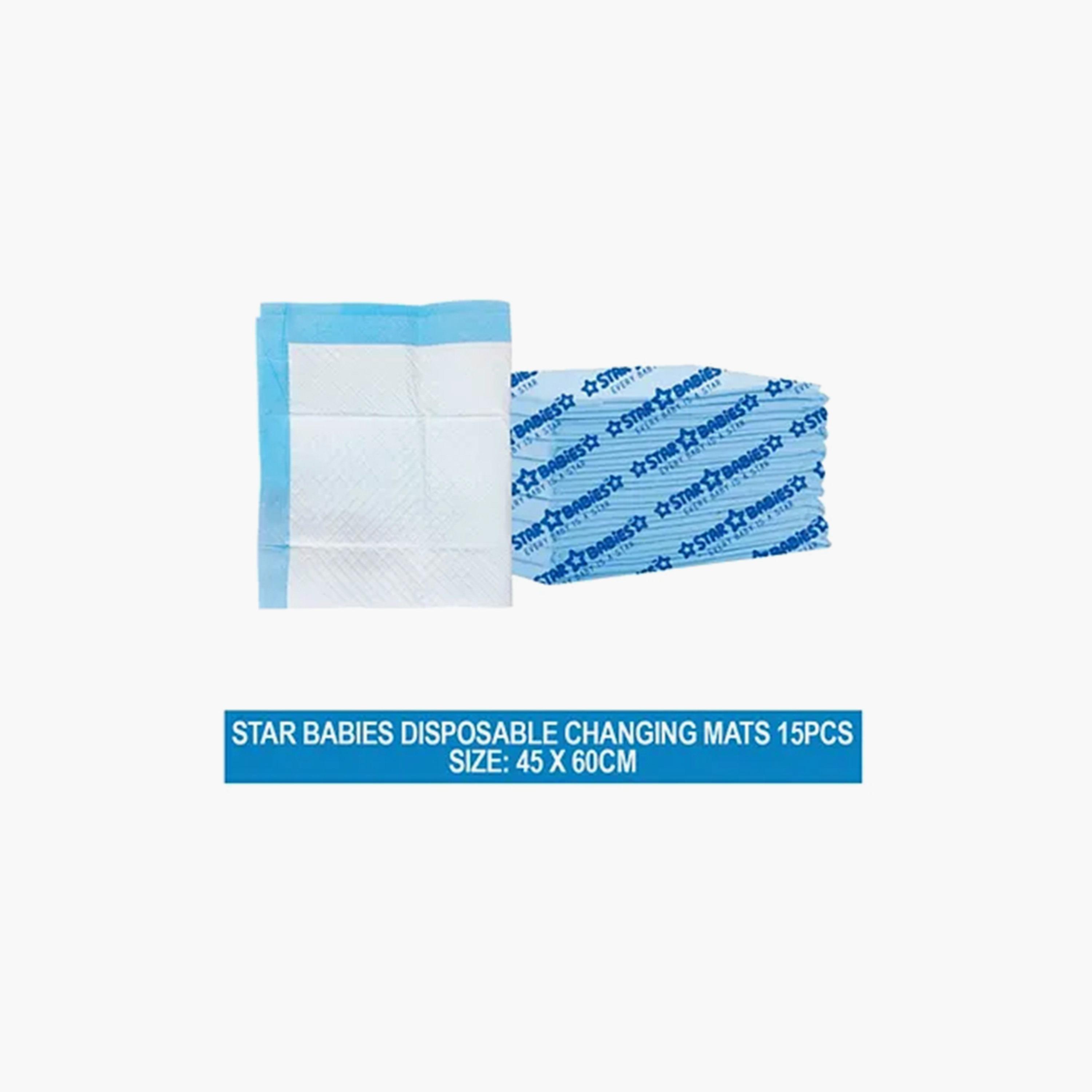سجادات تغيير الحفاضات للاستعمال مرة واحدة من ستار بيبيز 15 قطعة - 45 × 60 سم-baby-diapering-changingmats-image-3