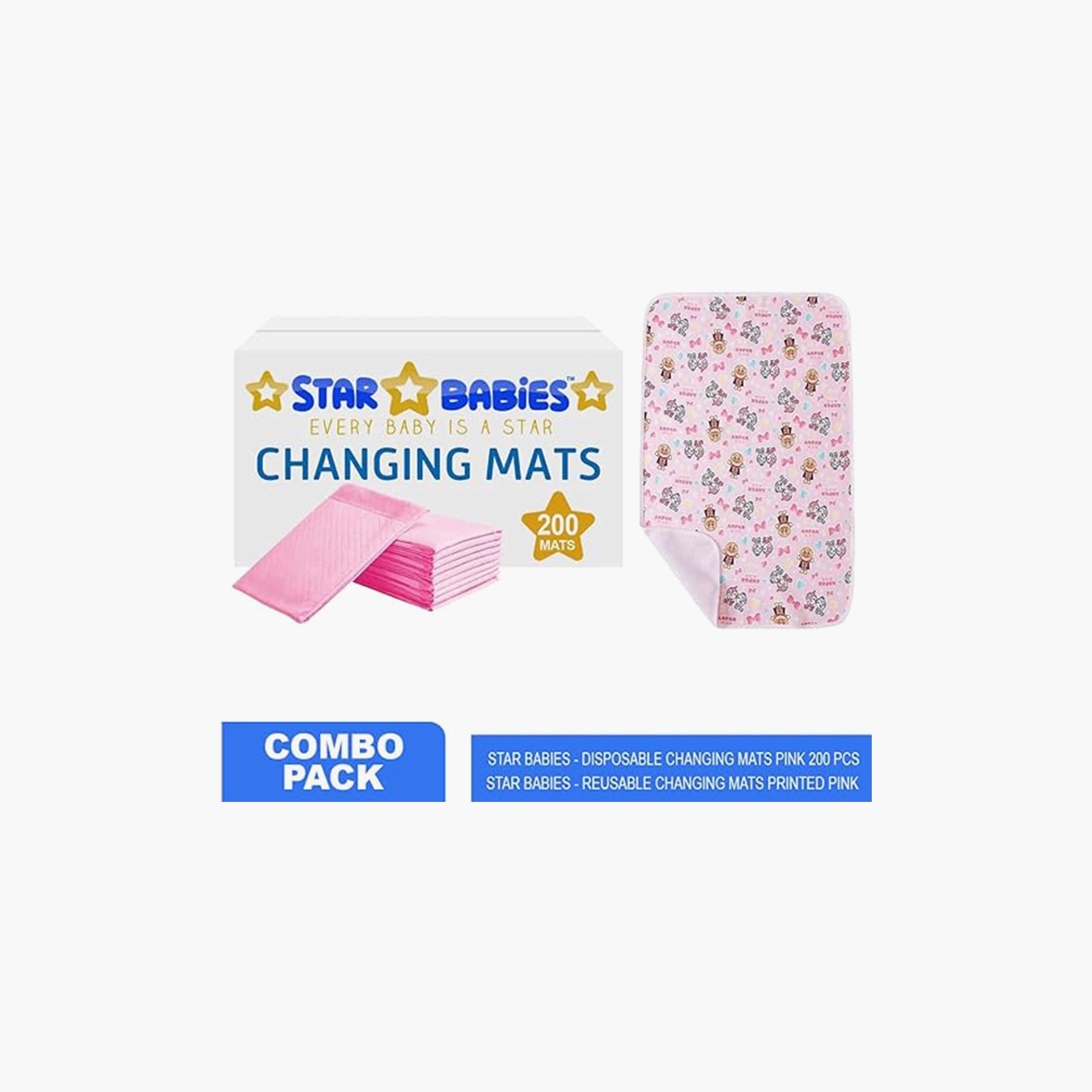Star Babies 200-Piece Disposable Changing Mats with Reusable Changing Mats Bundle-baby-diapering-changingmats-image-2