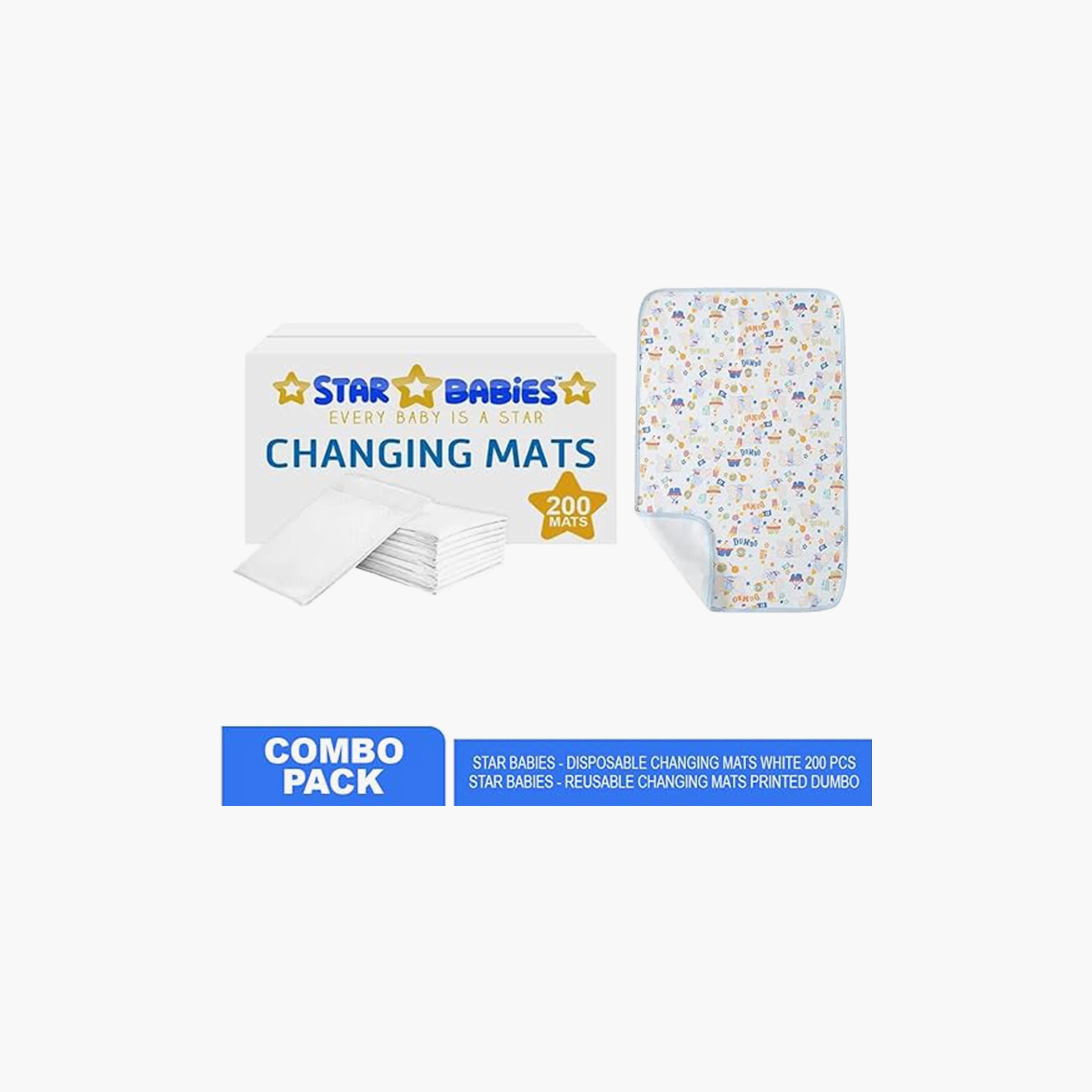 Star Babies 200-Piece Disposable Changing Mats with Reusable Changing Mats Bundle-baby-diapering-changingmats-image-2
