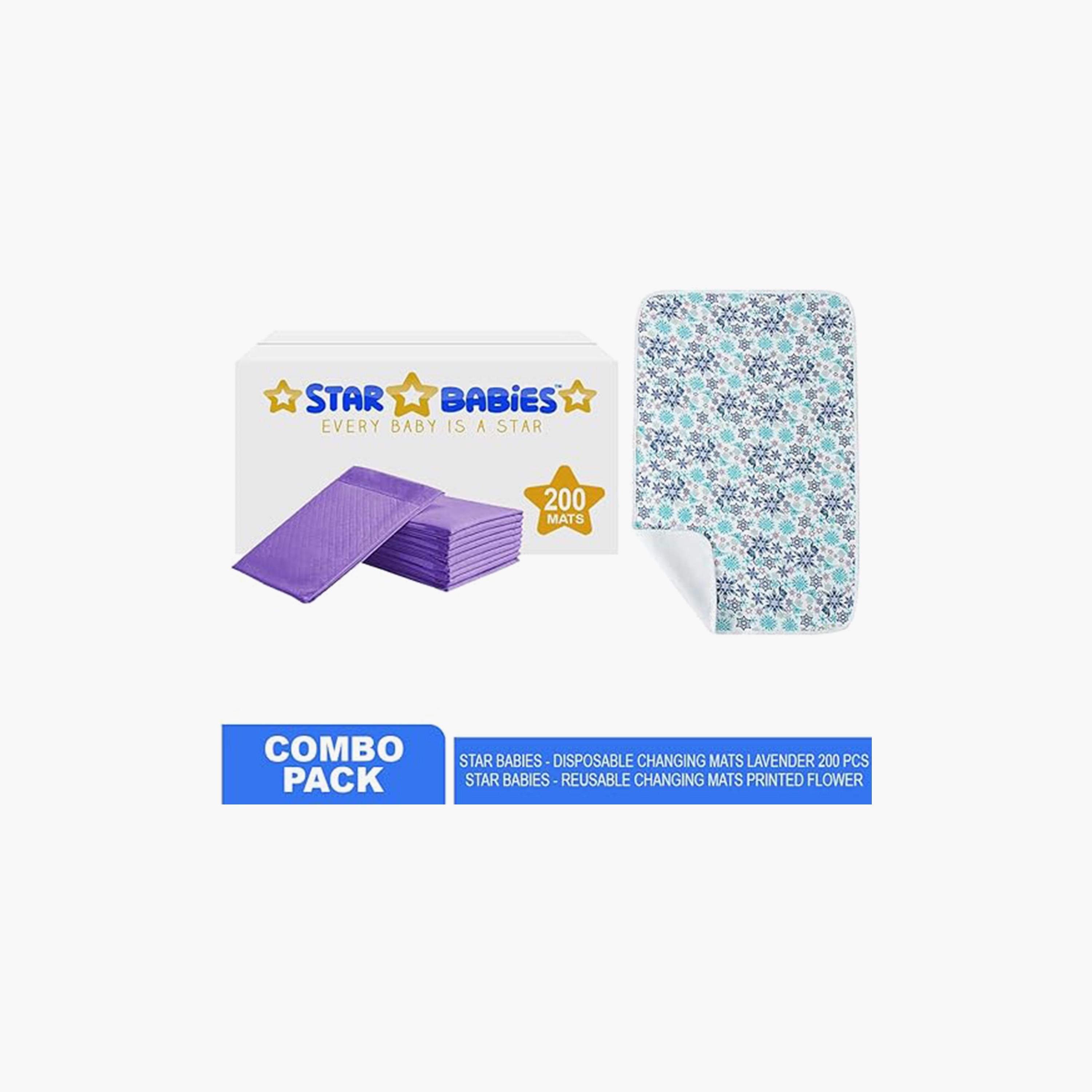 Star Babies 200-Piece Disposable Changing Mats with Reusable Changing Mats Bundle-baby-diapering-changingmats-image-2