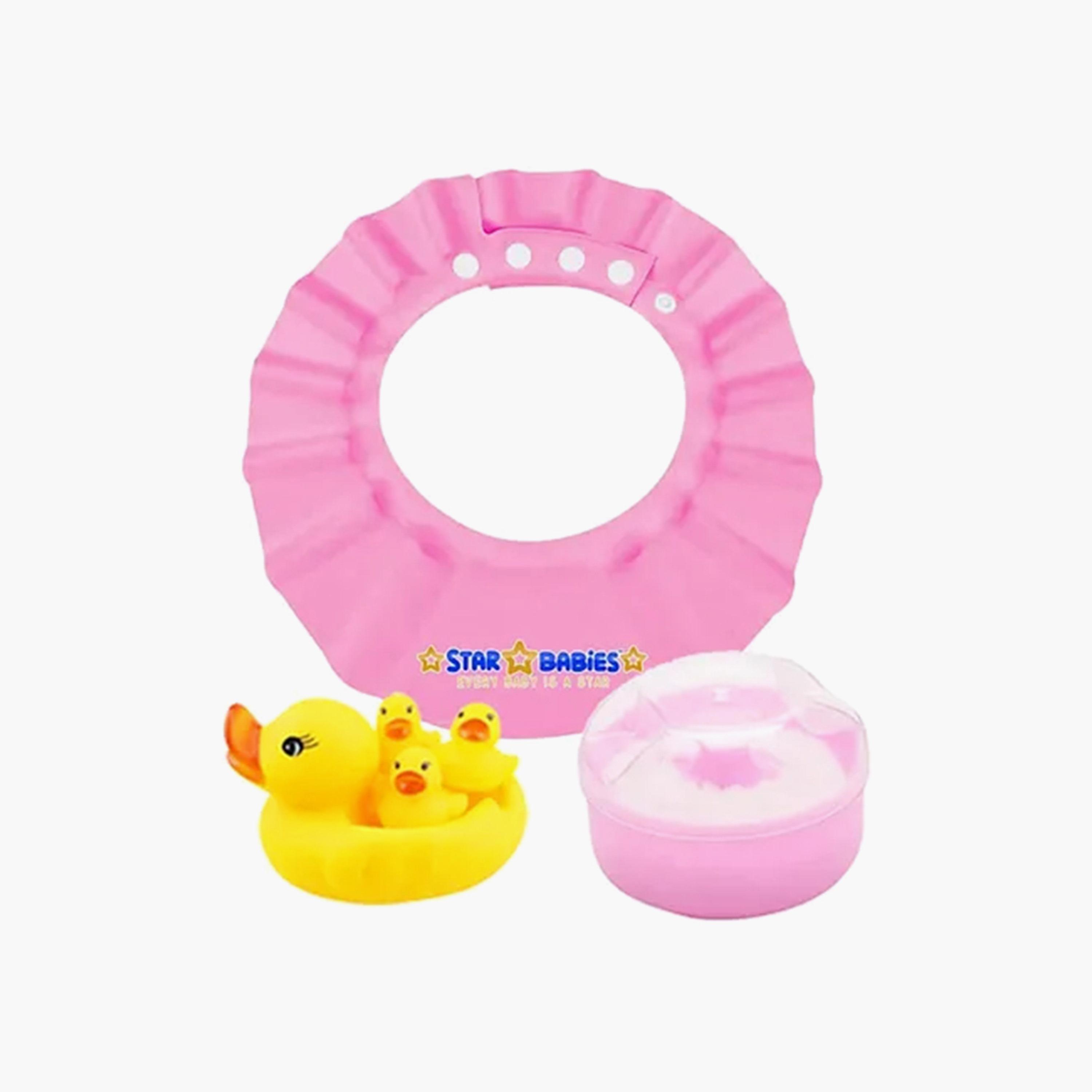 Star Babies 60-Piece Changing Mats, 50-Piece Bibs, 15-Piece Scented Bags, 6-Piece Disposable Towels, 4-Piece Duck Toys, Powder Puff with Shower Cap Bundle-baby-bathandcare-towels-image-4