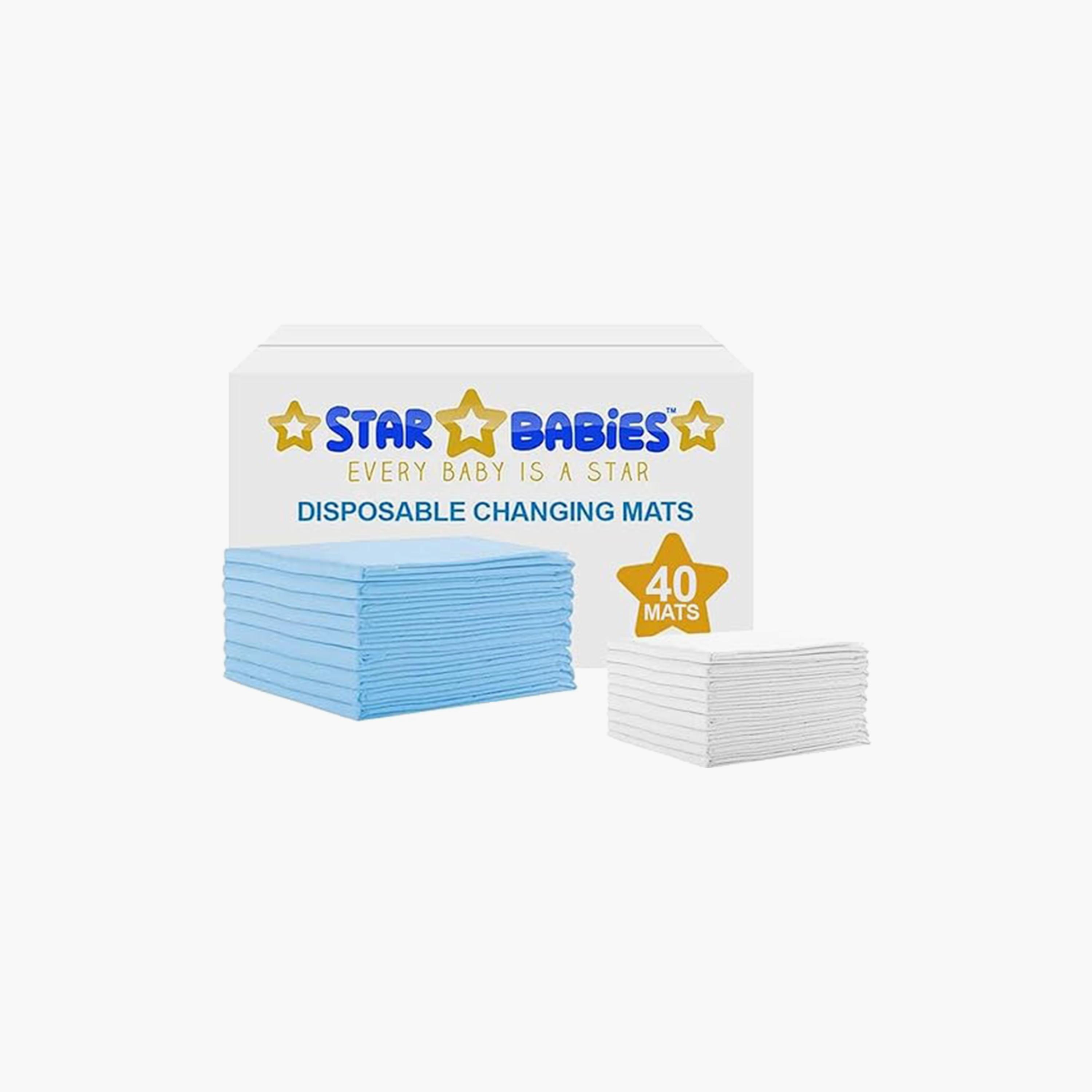 Star Babies 40-Piece Disposable Changing Mats + 10-Piece Free, White-baby-diapering-changingmats-image-1