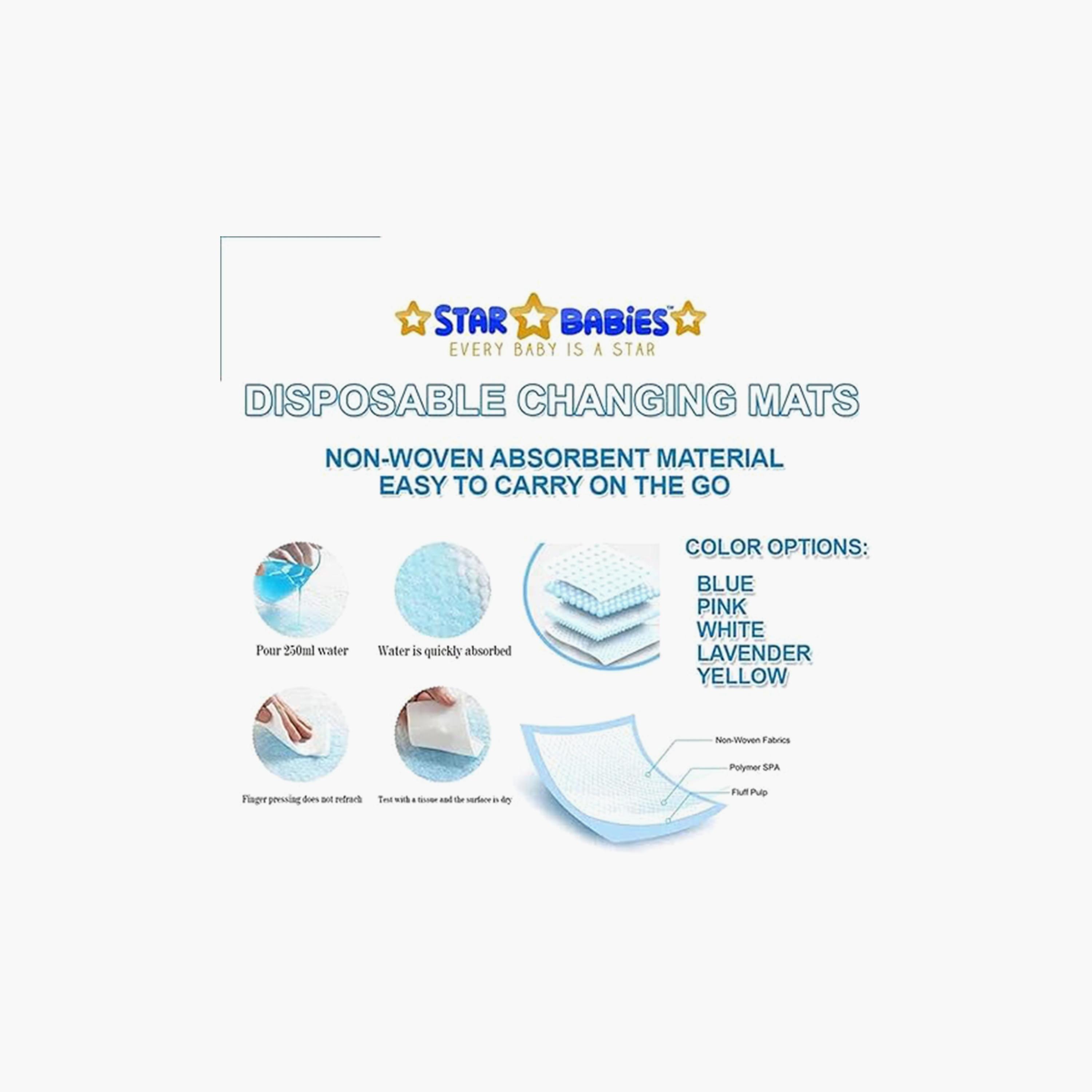 Star Babies 40-Piece Disposable Changing Mats + 10-Piece Free, White-baby-diapering-changingmats-image-2